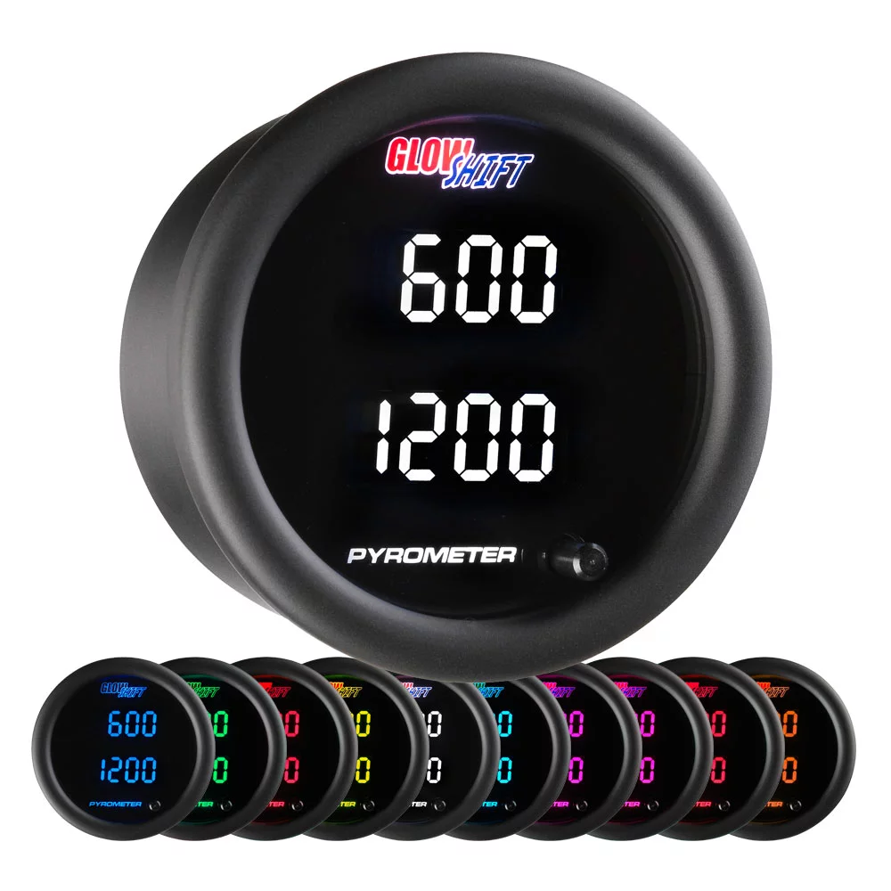 GlowShift | 2-1/16� (52mm) 10 Color Digital Series Dual Pyrometer Exhaust Gas Temperature Gauge for Cars and Trucks