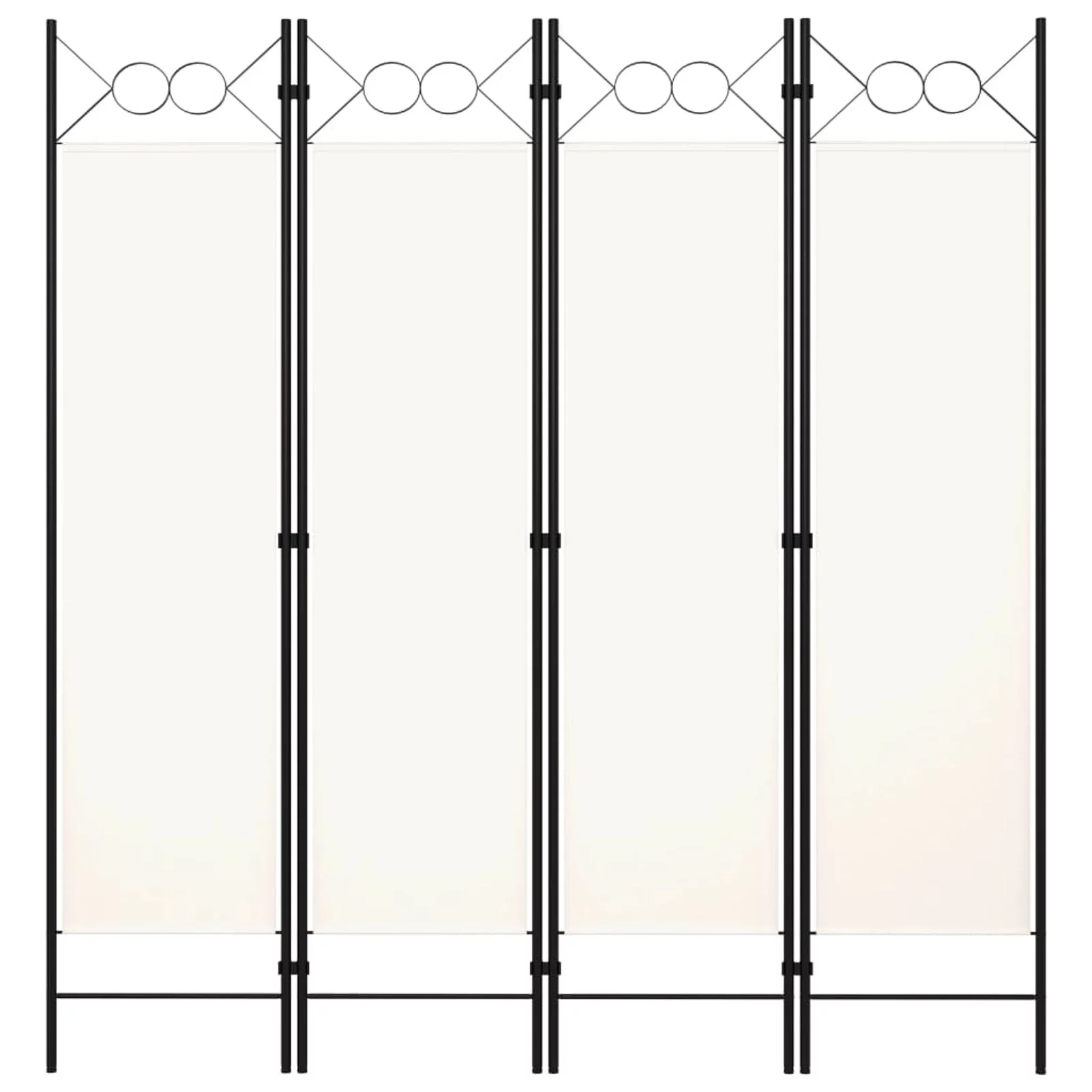 Anself 4 Panel Folding Room Divider Fabric Freestanding Room Partition Panel Screen Iron Frame Cream White for Bedroom, Bathroom, Living Room Home Furniture 63 x 70.9 Inches (W x H)