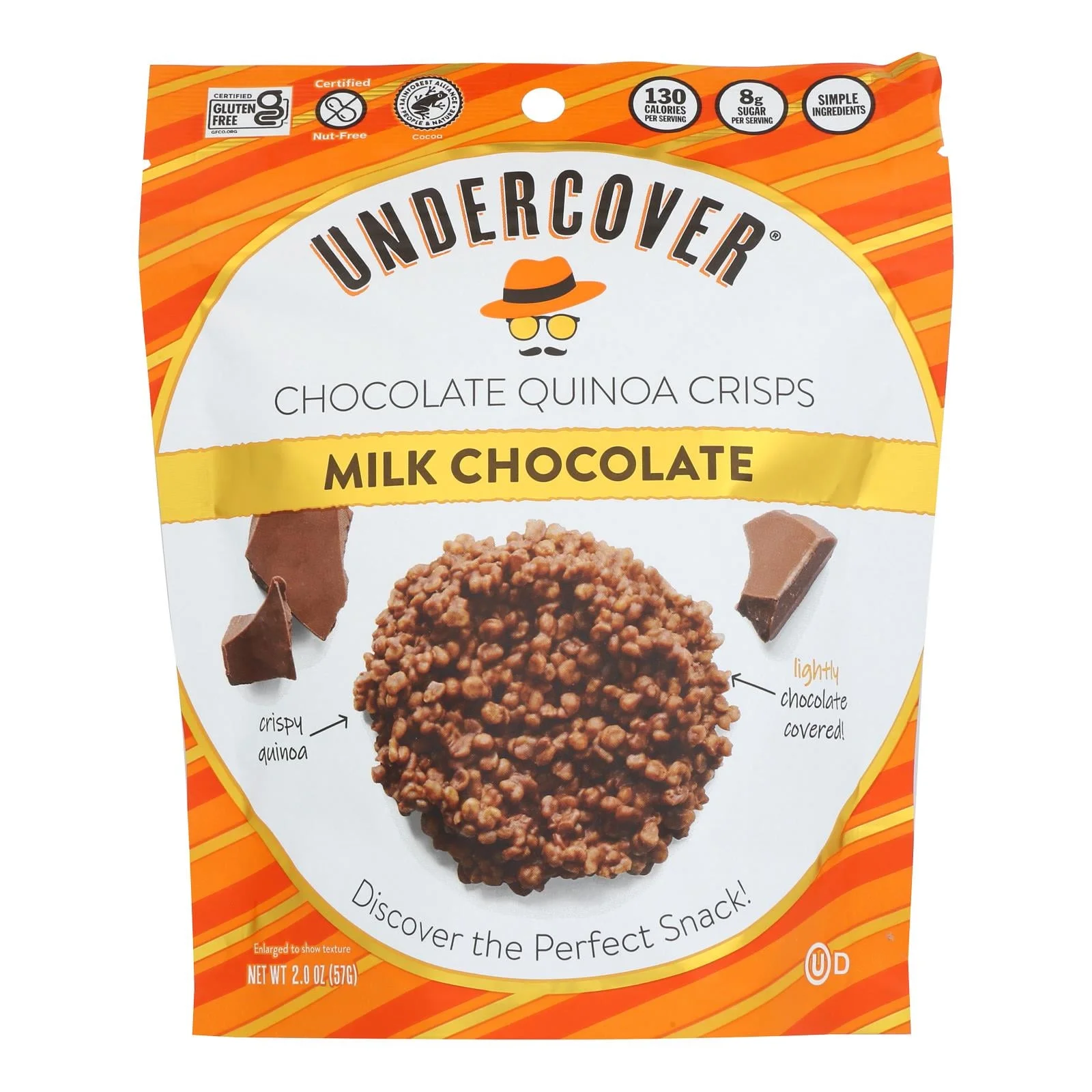 Undercover Quinoa - Crispy Quinoa Milk Chococolate - Case of 12 - 2 OZ