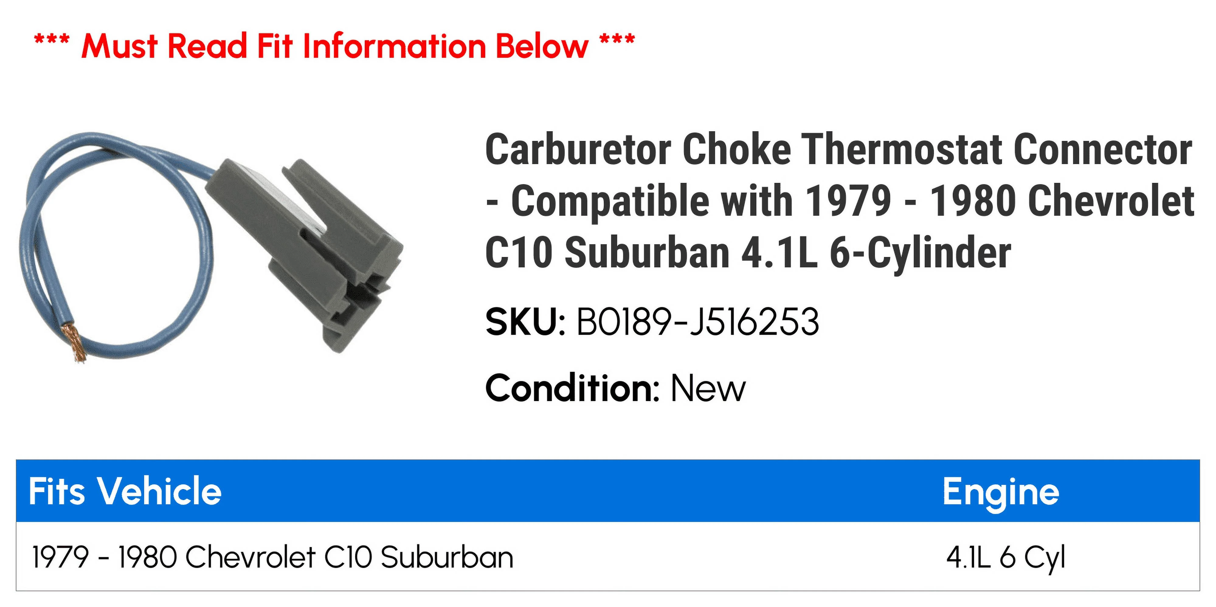 Carburetor Choke Thermostat Connector - Compatible with 1979 - 1980 Chevy C10 Suburban 4.1L 6-Cylinder