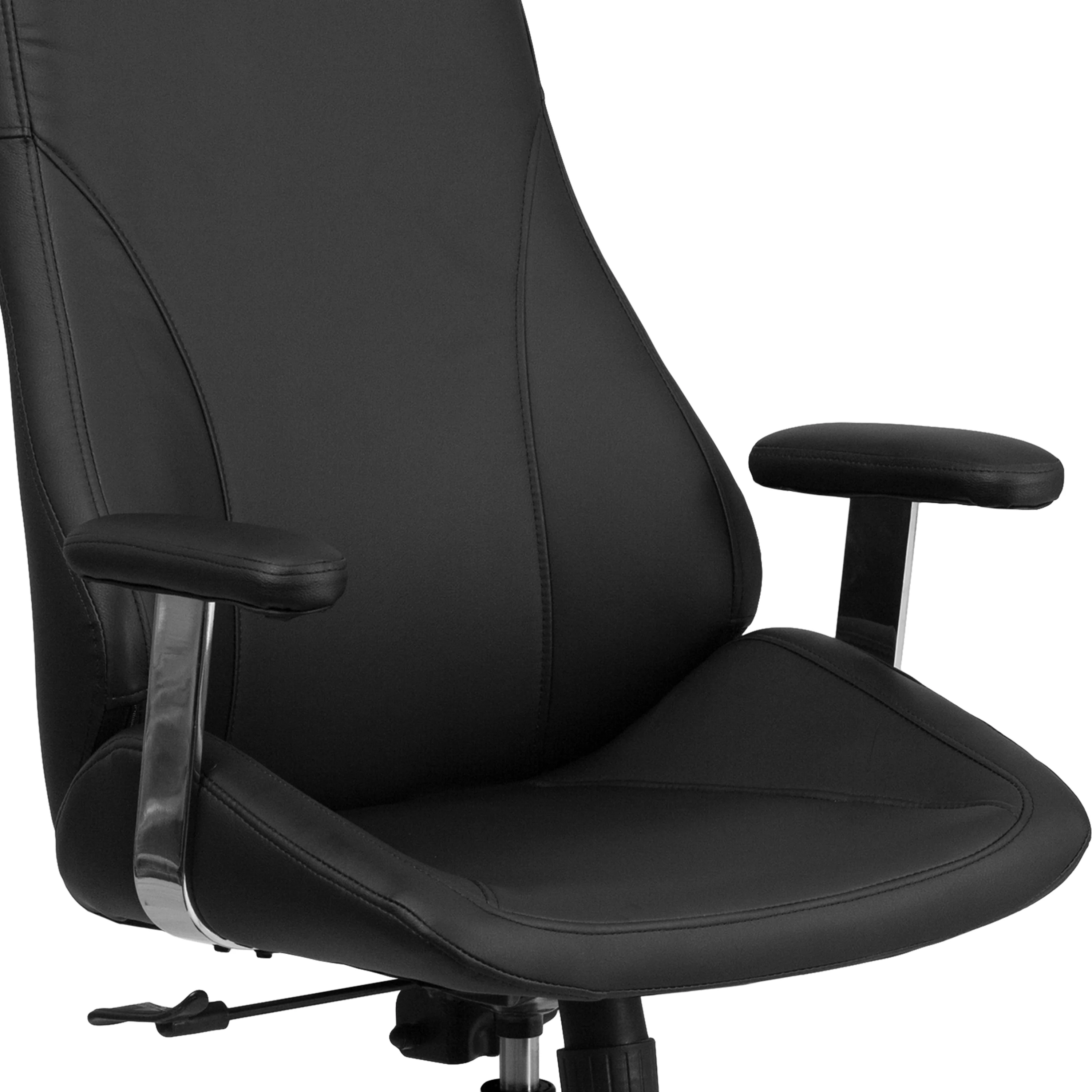 Flash Furniture High Back Black LeatherSoft Smooth Upholstered Executive Swivel Office Chair with Arms
