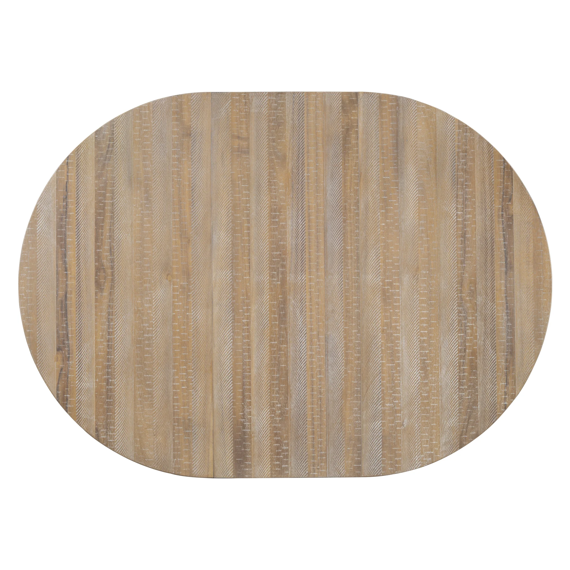 TREXM 5-Piece Retro Dining Set with Extendable Round Table, Removable Middle Leaf, and 4 Upholstered Chairs - Natural Wood Wash