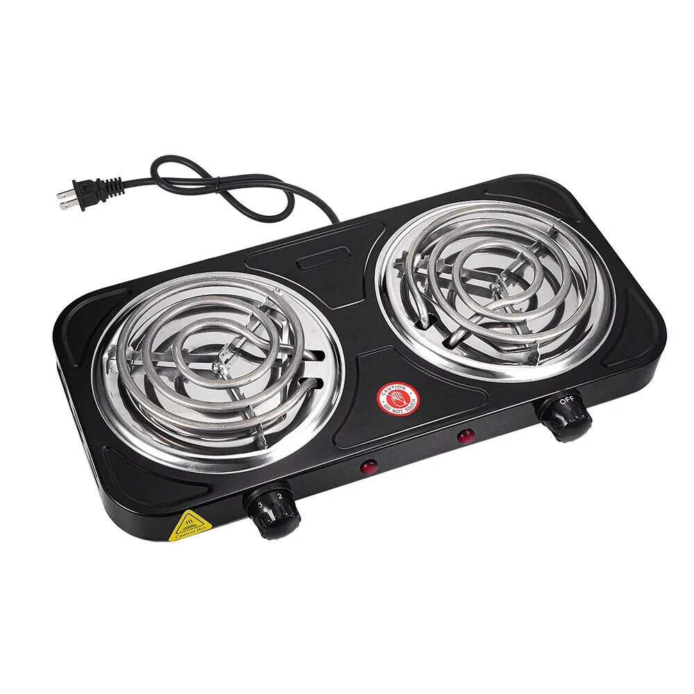 KingFurt   Hot Plate Kitchen Double-burner Electric Stove Multi-turn Heating Tubes Double Multifunction Temperature Control 220v2000W