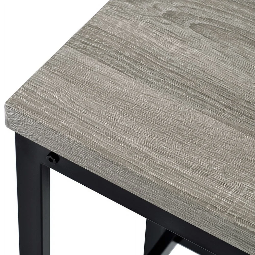 ZJbiubiuHome TOPMAX Counter Height Extra Long Dining Table Set with 3 Stools Pub Kitchen Set  with Footrest  Gray