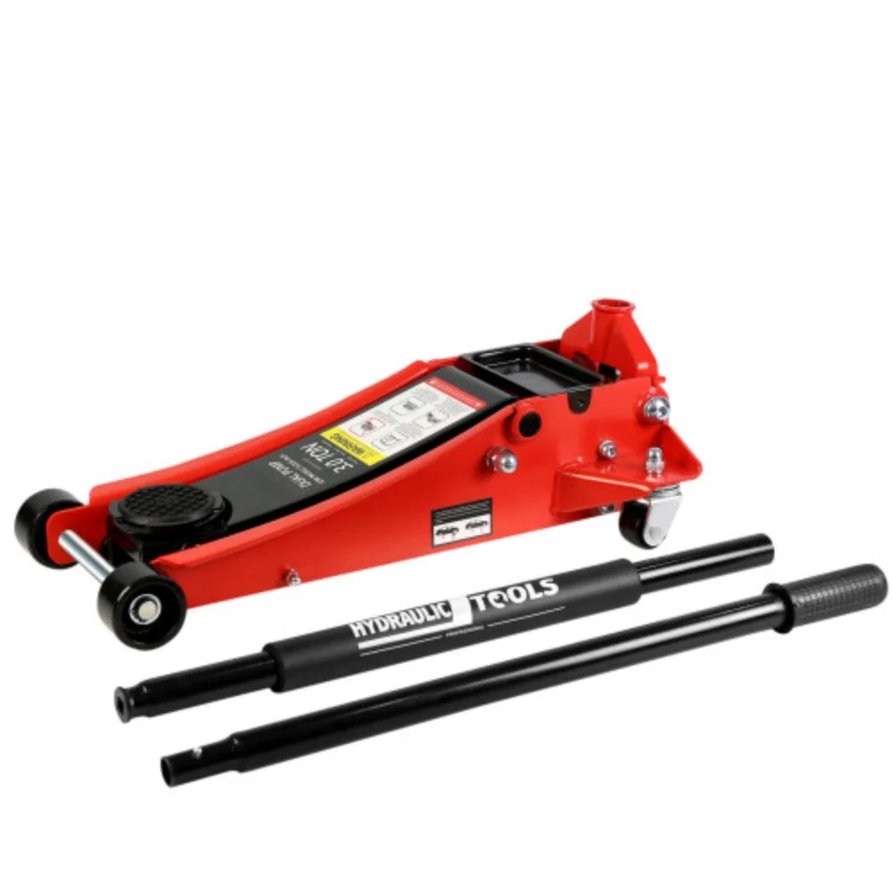 3t Low Profile Jack, Red and Black, Ultra Low Floor Jack with Dual Pistons Quick Lift Pump, Car Jack Hydraulic AutoLifts for Home Garage  Black+Red + Steel + 3T Dual pump + Lifting range 3.3