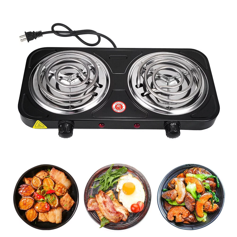 KingFurt   Hot Plate Kitchen Double-burner Electric Stove Multi-turn Heating Tubes Double Multifunction Temperature Control 220v2000W