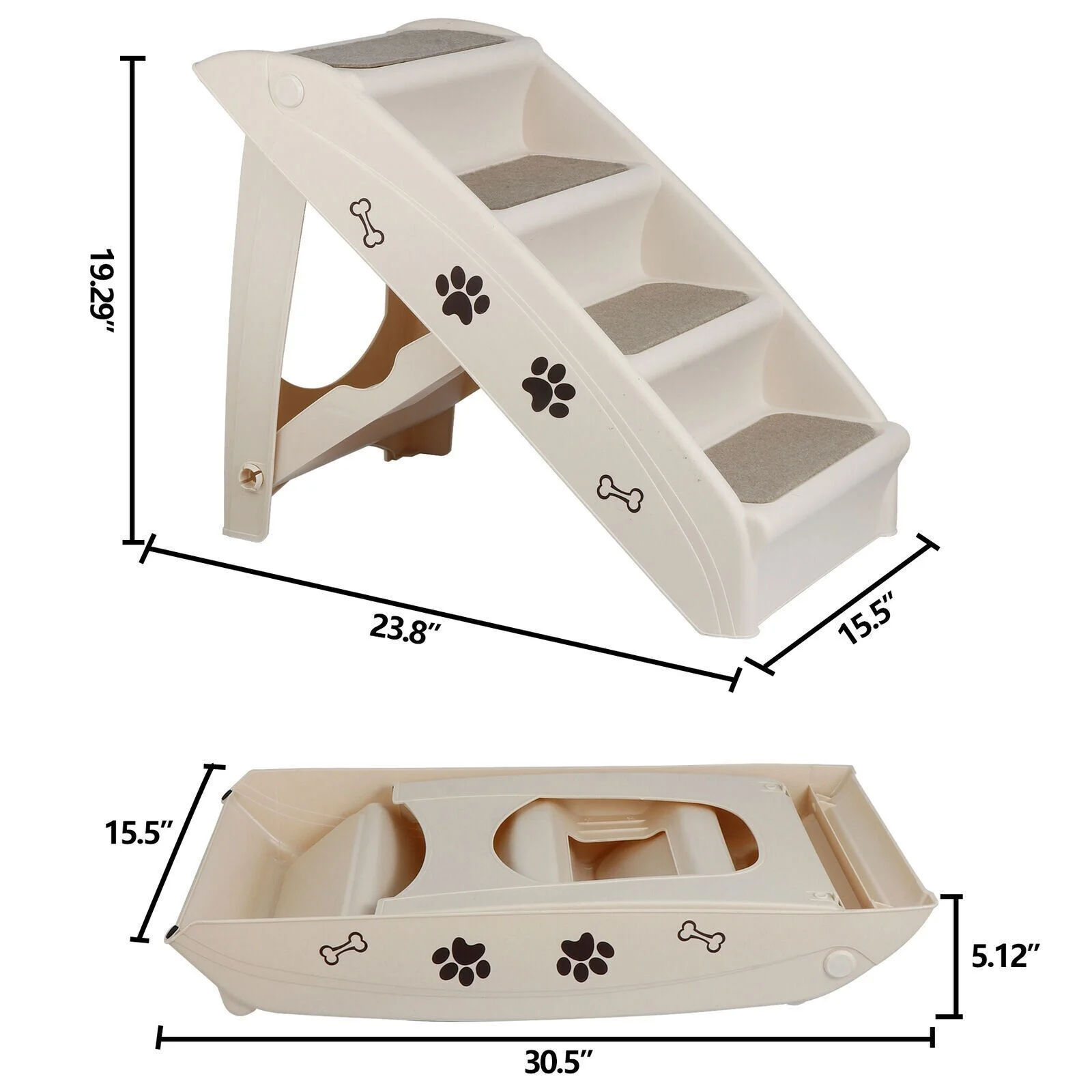 4 Non Slip Steps Foldable Pet Stairs Dog Ladder With Support Frame