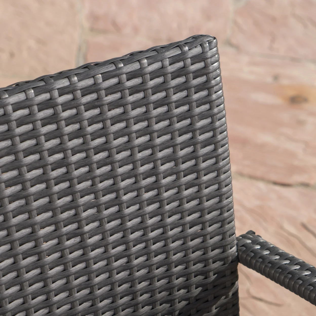 GDF Studio Triton Outdoor Acacia Wood and Wicker 6 Piece Dining Set with Bench, Light Gray Sandblasted and Gray