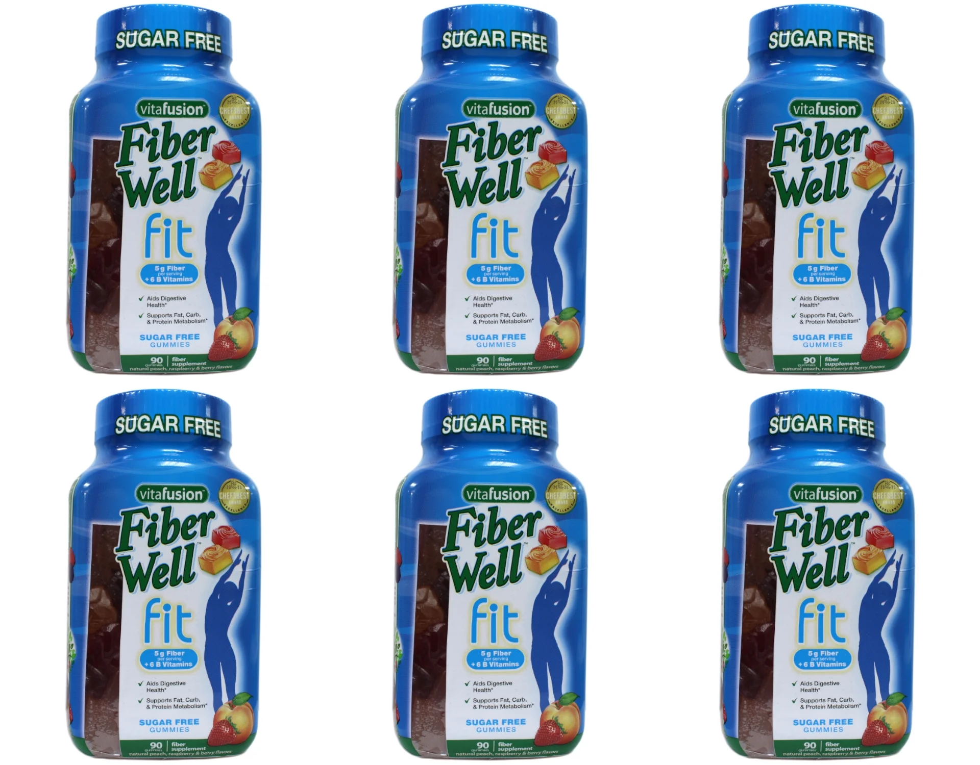 Vitafusion Fiber Well Fit Gummy Vitmains, 90 Count, 6 Pack
