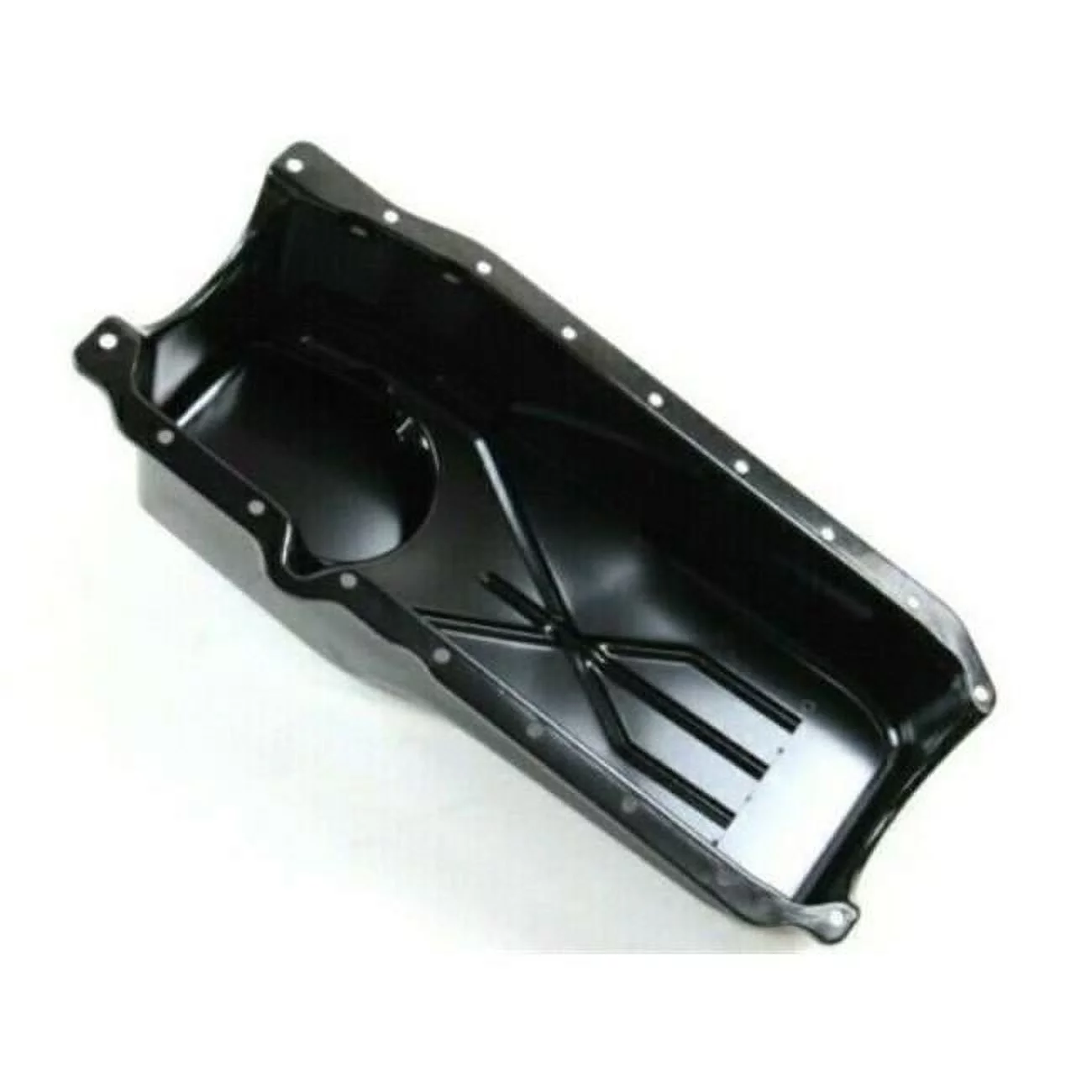 Steel Stock Oil Pan with Passenger Side Dipstick for 1986-Up SB Chevy 283-350, Black