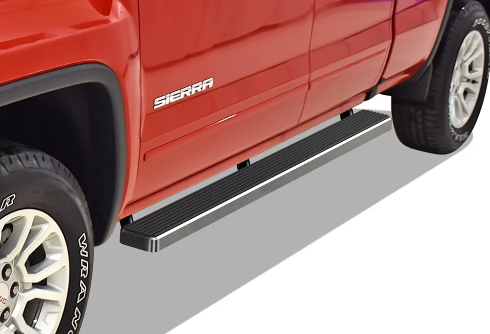 2007-2018 Chevy Silverado/GMC Sierra 1500 Extended Cab/Double Cab\ 2007-2019 2500/3500 HD Ext/Double Cab (Not For 07 Classic Model) Hairline Finish 5 Inch Door to Door Side Bar Side Step Running Board