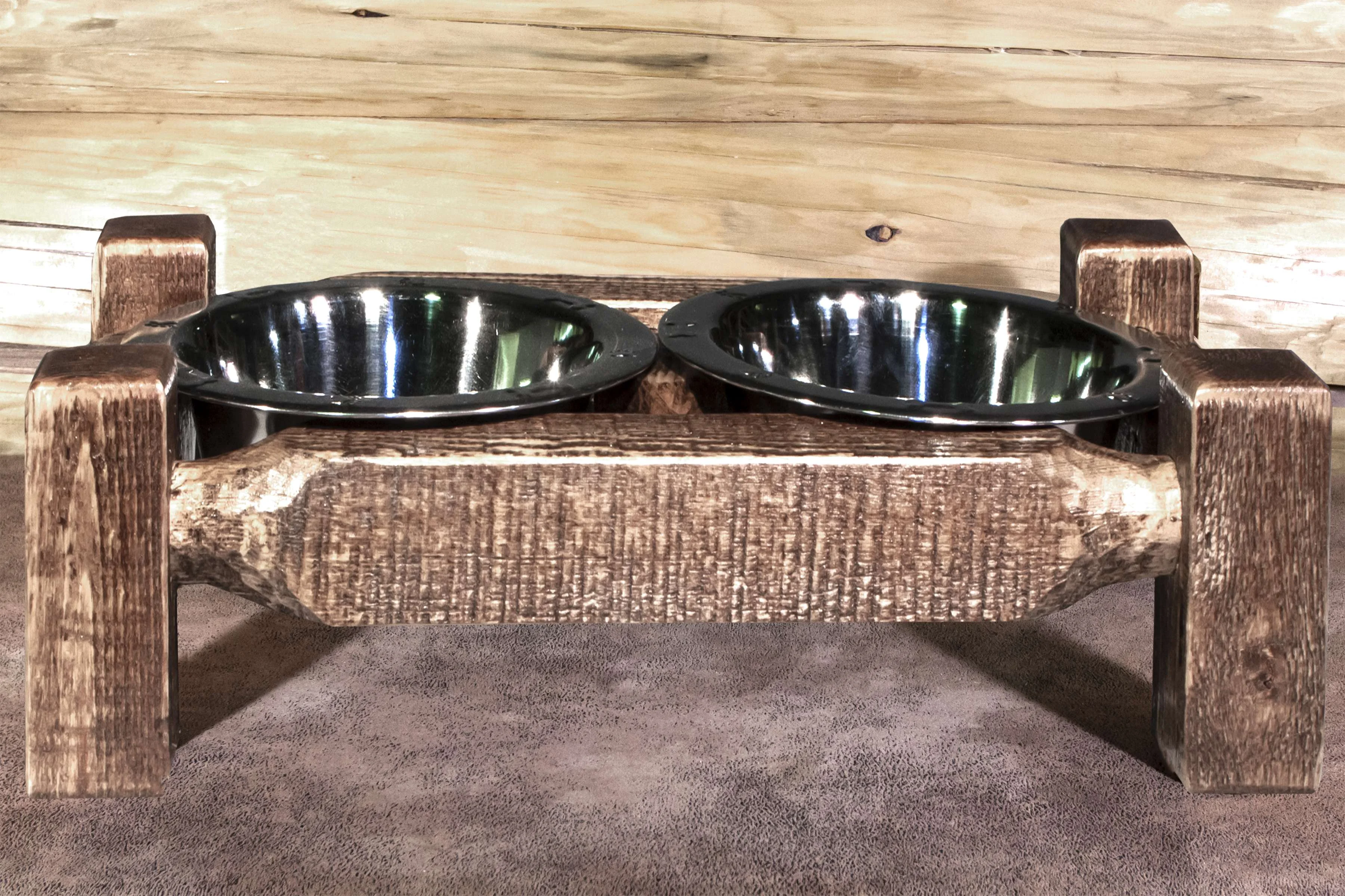 Homestead Collection Small Pet Feeder, Stain & Clear Lacquer Finish