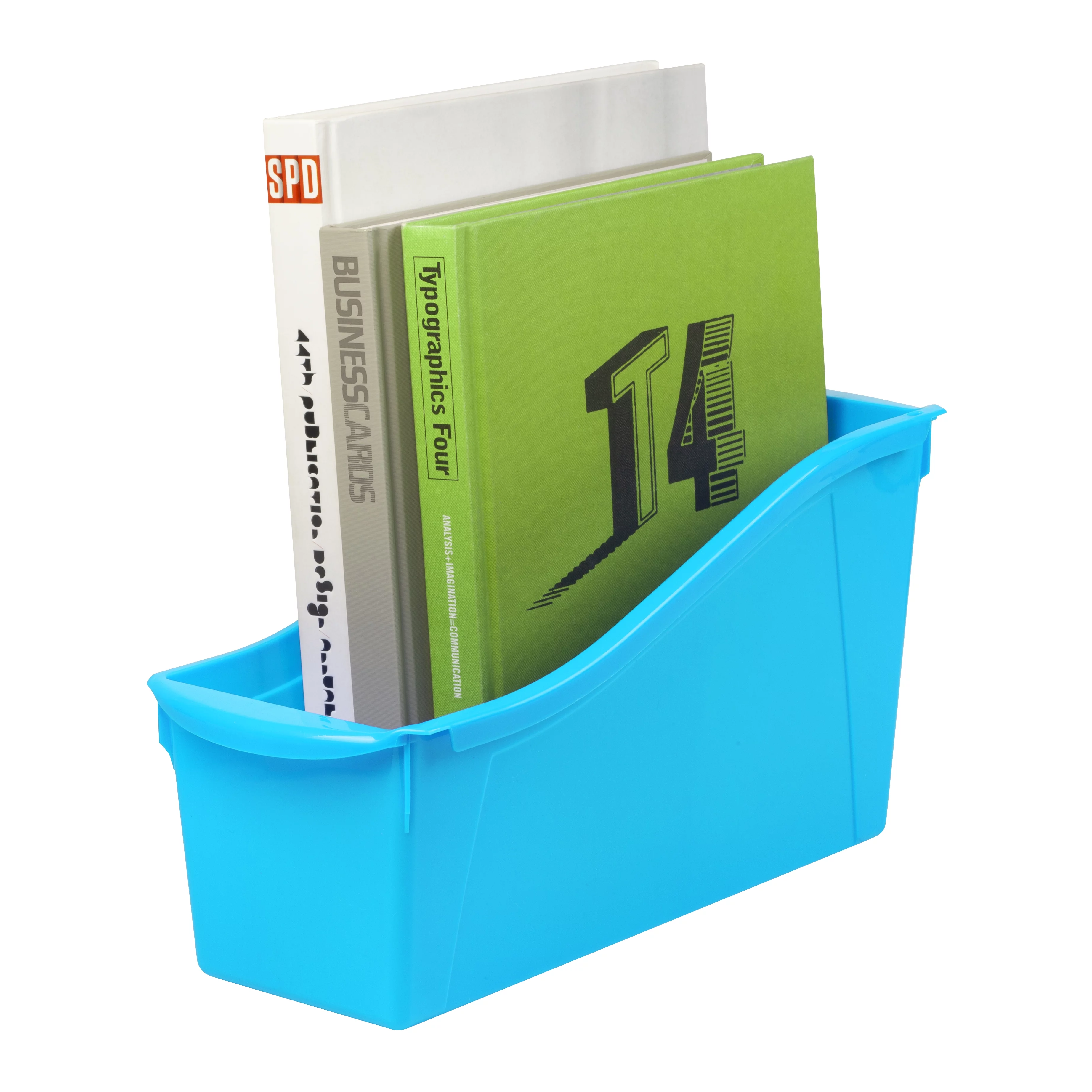 Pen+Gear Plastic Desktop Book Organzer Bin with Label Pocket, Hawaiian Ocean, 6-Pack