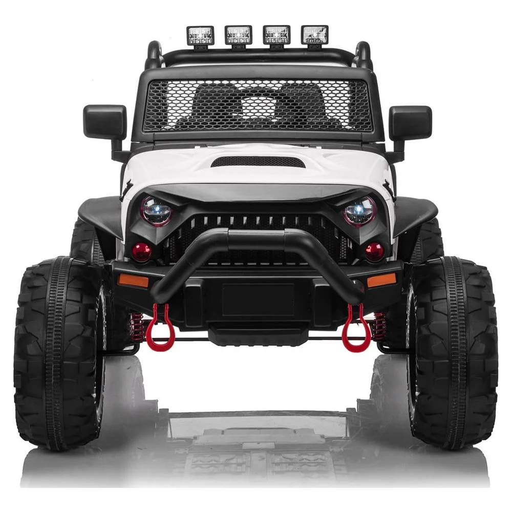 UBesGoo 12V Ride on Truck, Two Seat Kids Electric Battery Car w/ 2.4G Remote Control, Motorized Toddler Vehicles Truck Toy, LED Lights, Music, Adjustable Speeds White