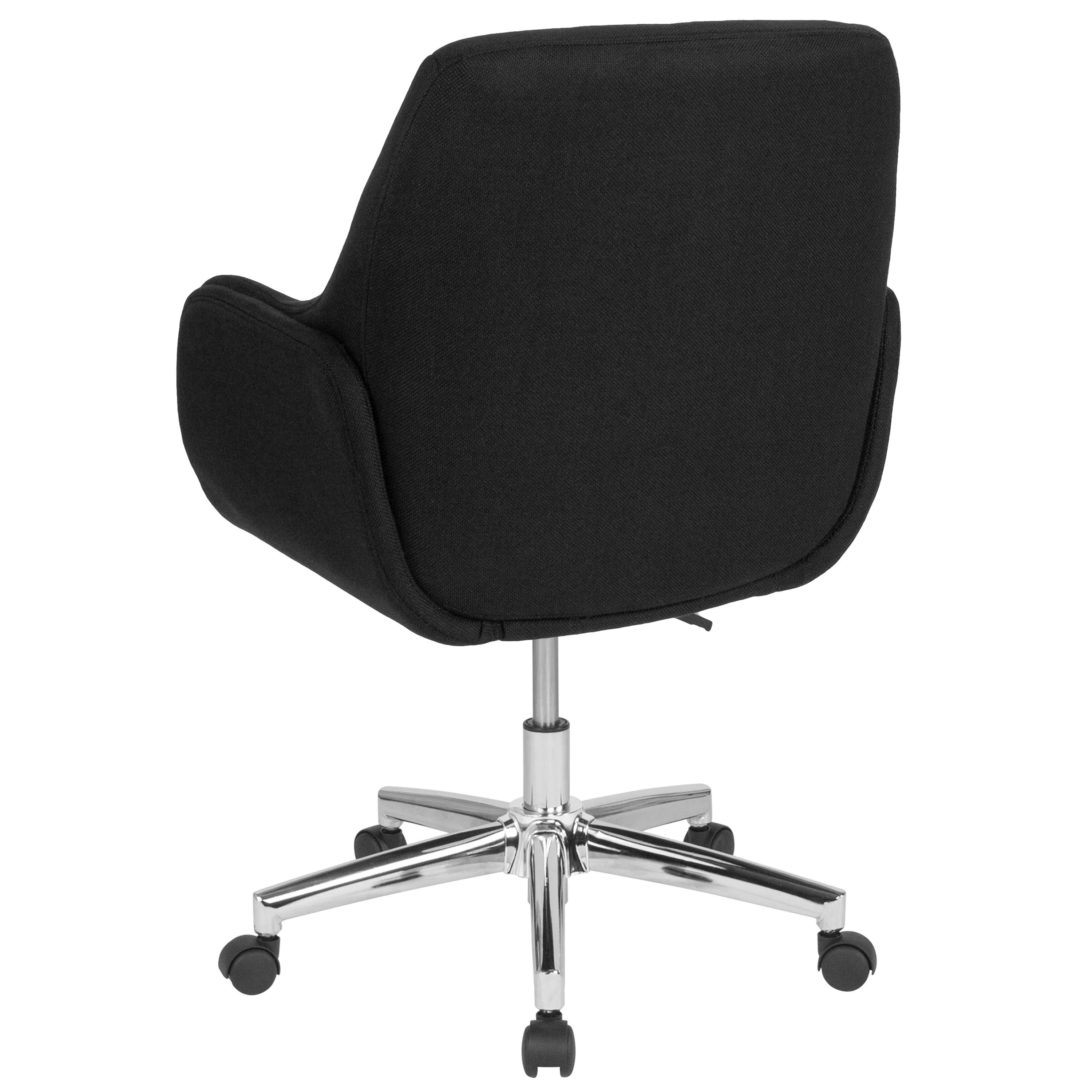 Merrick Lane Home Office Upholstered Mid-Back Chair in Black Fabric