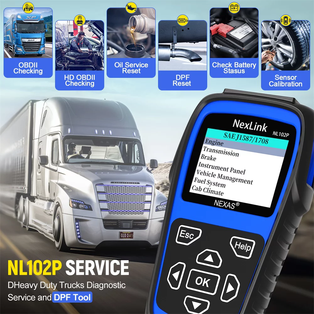 NEXAS NL102 OBD/EOBD+HDOBD Diagnostic Scanner Tools ABS EPS Engine Diagnostic Scan Tool