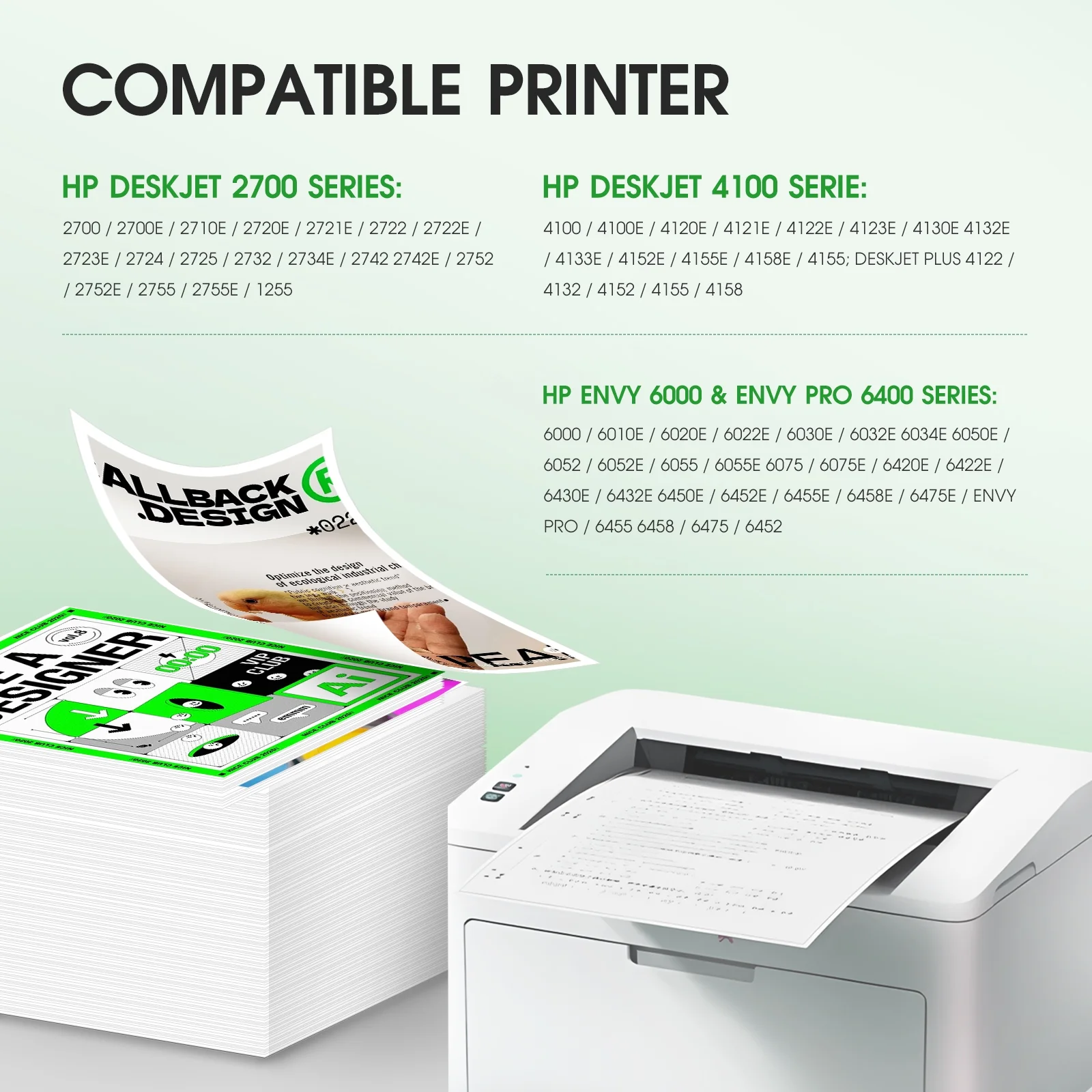 67XL Ink Cartridges for HP ink 67 67XL Ink Cartridge for HP DeskJet 2700 2700e 2755e 2755 4155e 4155 Envy 6055e 6455e 6400 6055 Envy Pro 6452 6458 6475 (1 Black,1 Tri-Color)