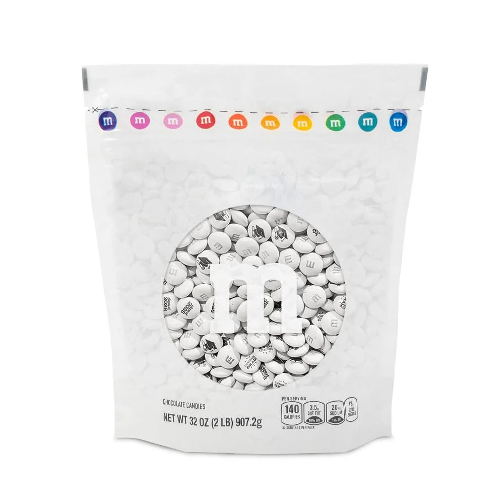 M&M,S Class Of 2026 Milk Chocolate Candies, 2 Pounds Of White Bulk Candy Printed With Grad-Themed Images, Resealable Bag For Graduation Parties, Grad Gifts, Diy Favors & More