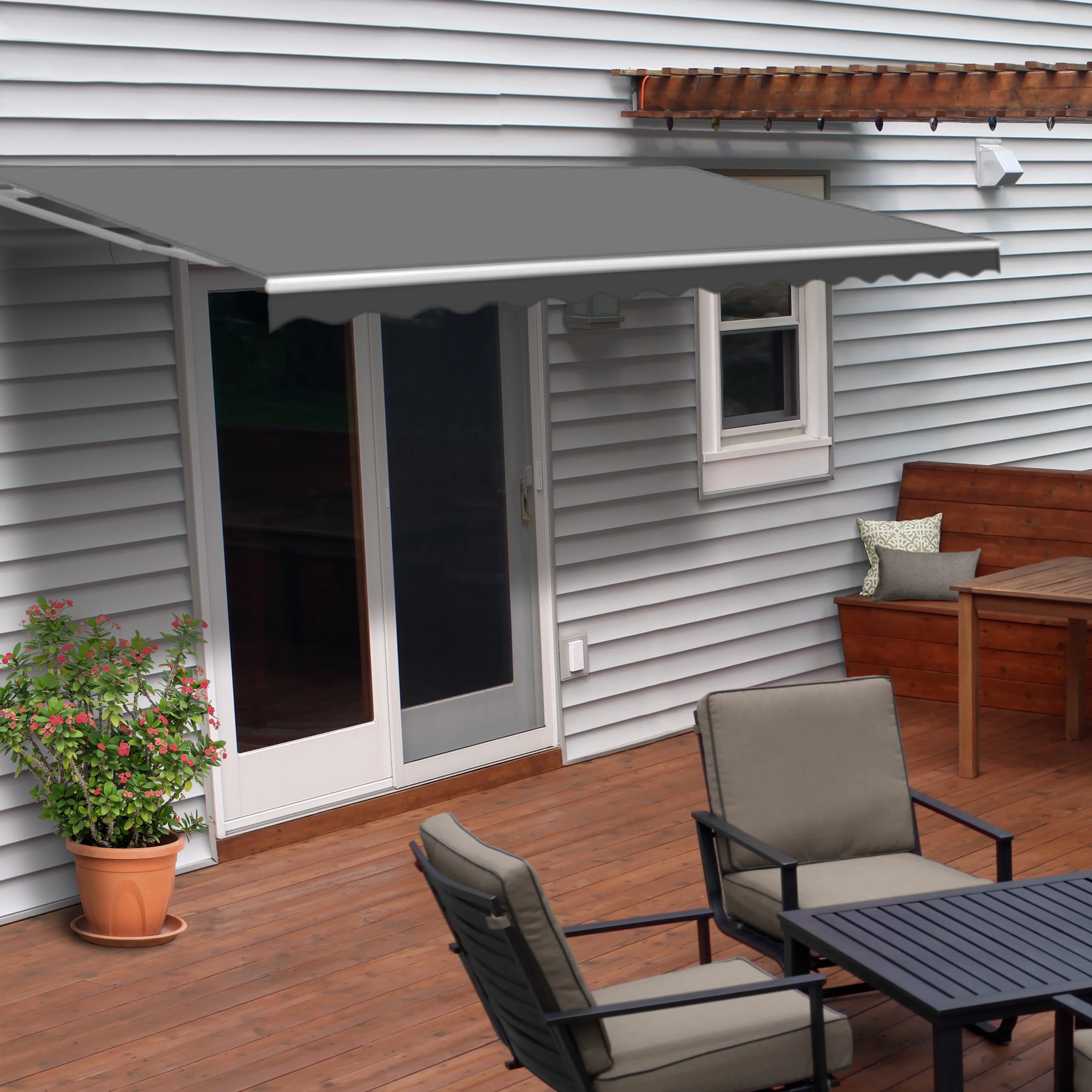 ALEKO 8' x 6.5' Gray Motorized Retractable Patio Awning