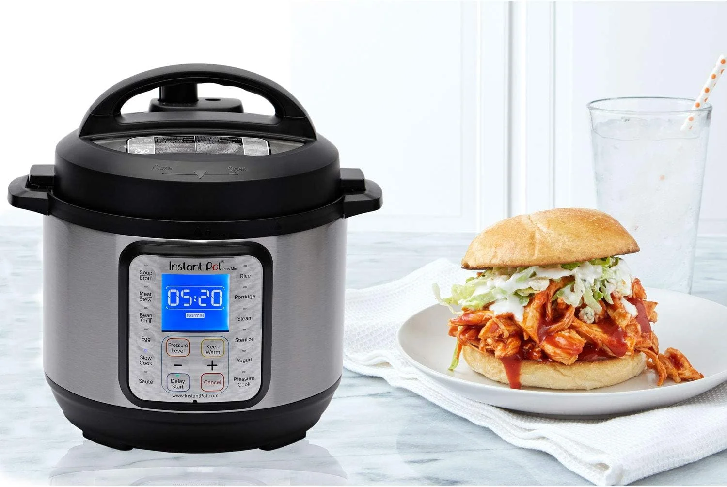 QINBI Duo Plus 9-in-1 Electric Pressure Cooker, Slow Cooker, Rice Cooker, Steamer, Sauté, Yogurt Maker, Warmer & Sterilizer, Includes App With Over 800 Recipes, Stainless Steel, 3 Quart