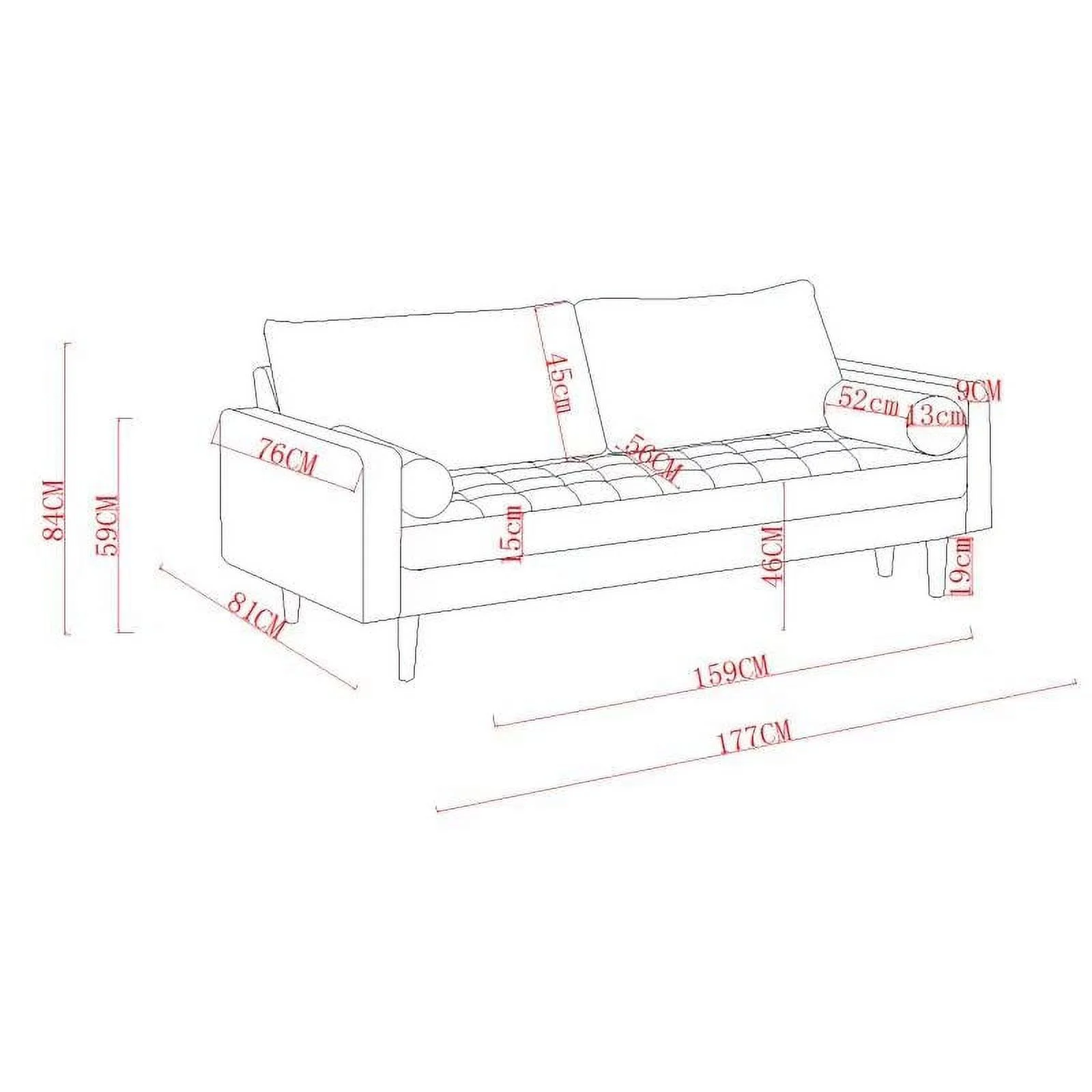 Home Square Genoa 3 Piece Set with Velvet Living Room Sofa & 2-Loveseat in Gray