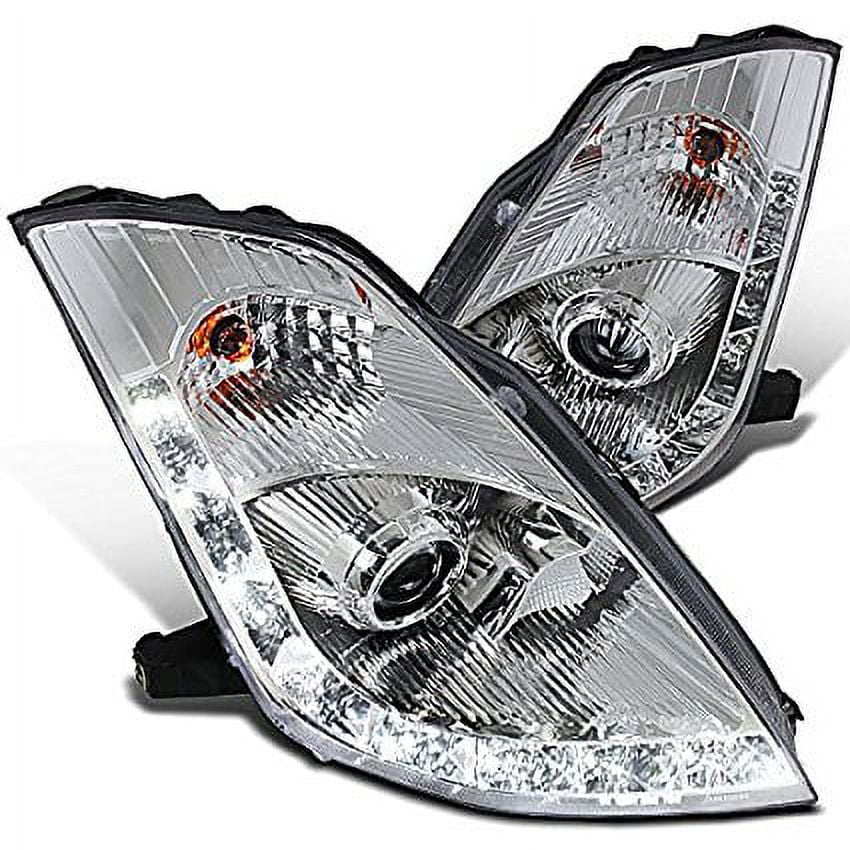 Spec-D Tuning LHP-350Z06-RS Fit Nissan 350Z Chrome Clear Projector Headlights w/ LED DRL Strip