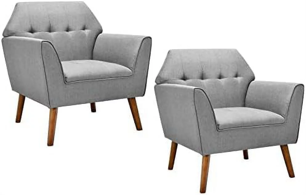 GEROBOOM Accent Chair for Living Room - Upholstered Tufted Accent Sofa Chair with Rubber Wood Legs  Anti-Slip Foot Pads  Max Load 330Lbs  Modern Mid-Century Accent Armchair for Bedroom  B