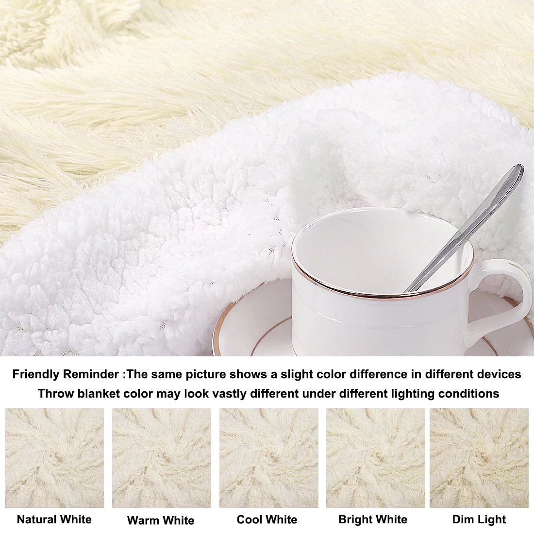 Unique Bargains Shaggy Faux Fur Soft Sherpa Blanket Beige Queen(90