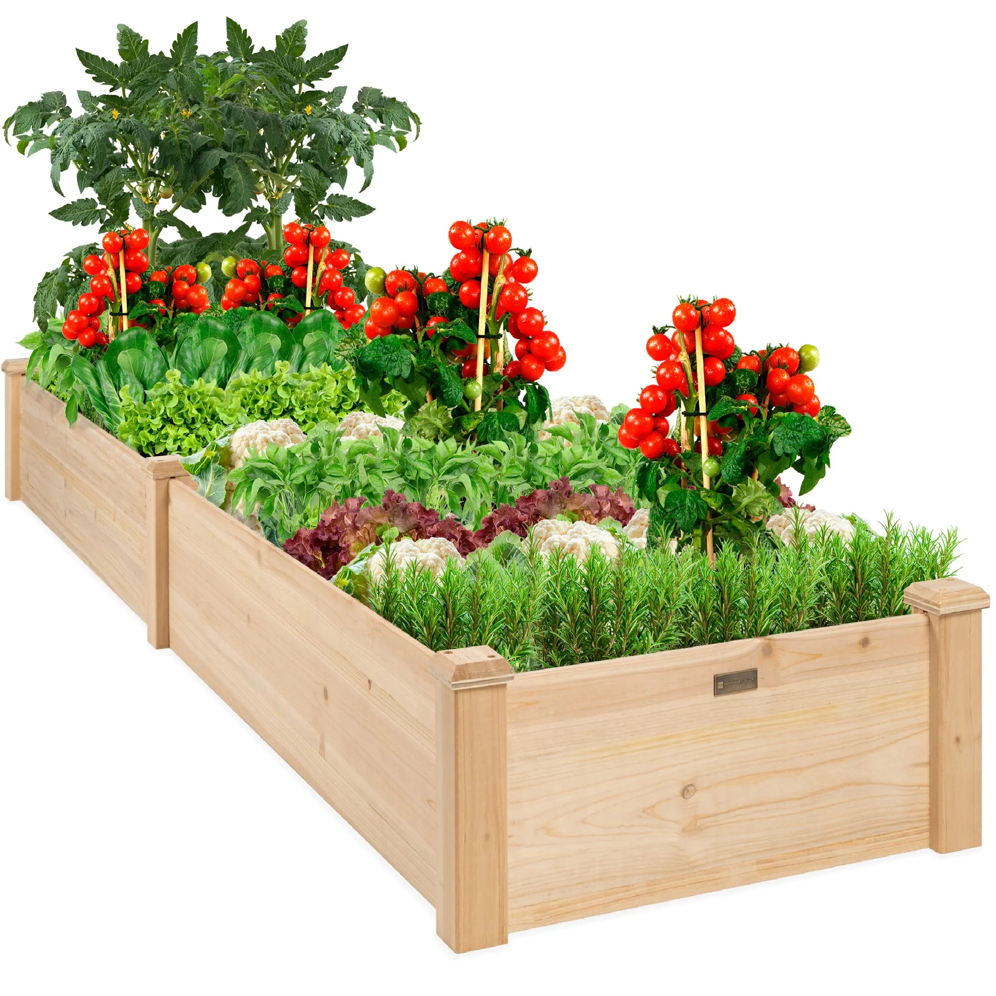 8x2ft Outdoor Wooden Raised Garden Bed Planter for Vegetables, Grass, Lawn, Yard - Natural