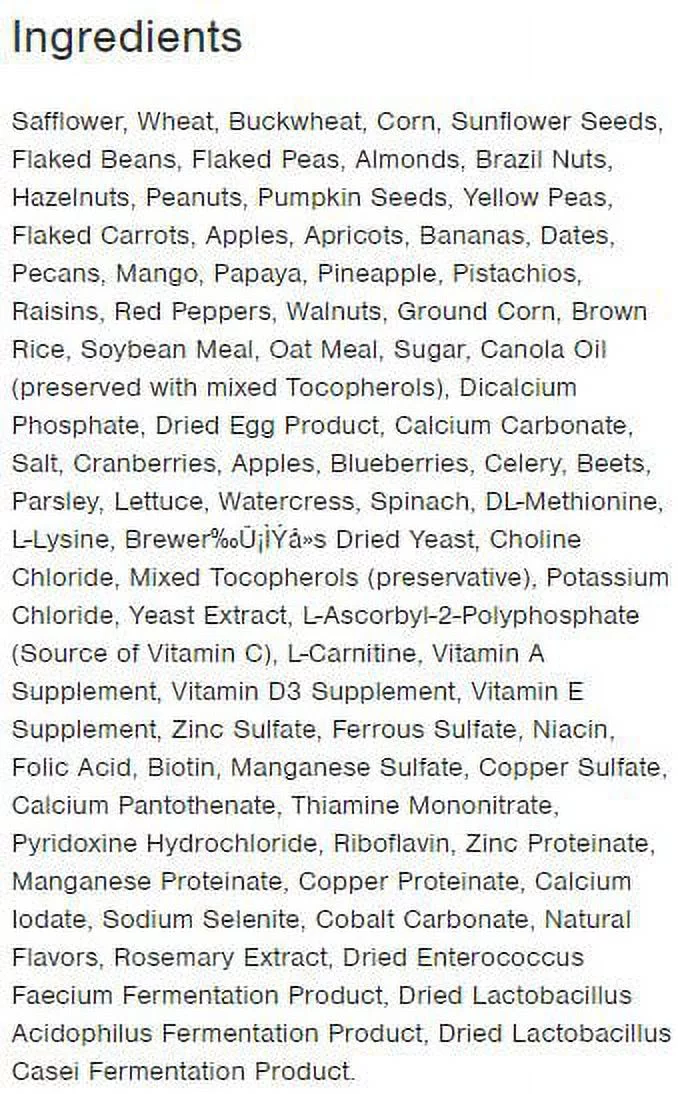 Higgins Sunburst Macaw Bird Food, 25 Lb