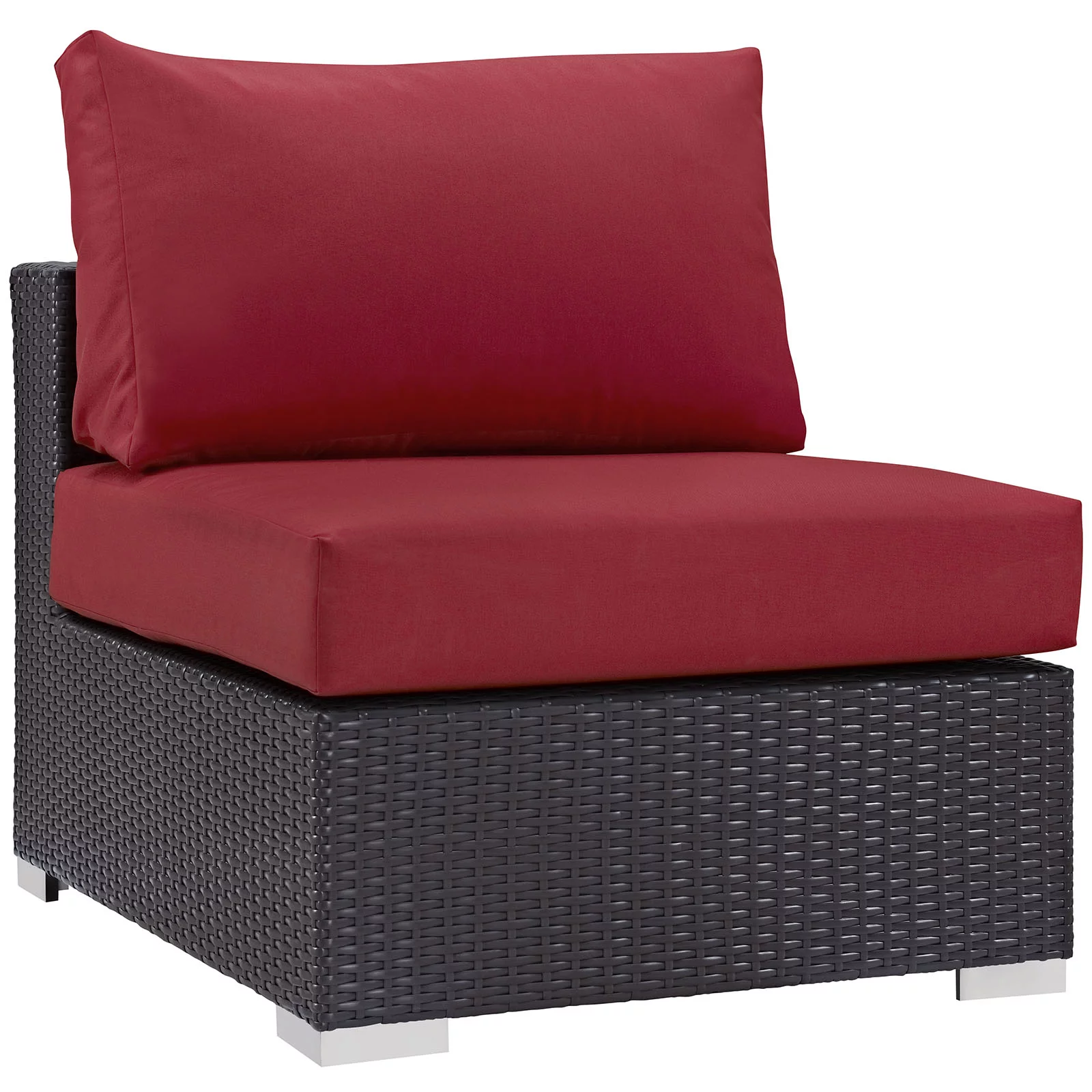 Modern Contemporary Urban Design Outdoor Patio Balcony Lounge Chair, Red, Rattan