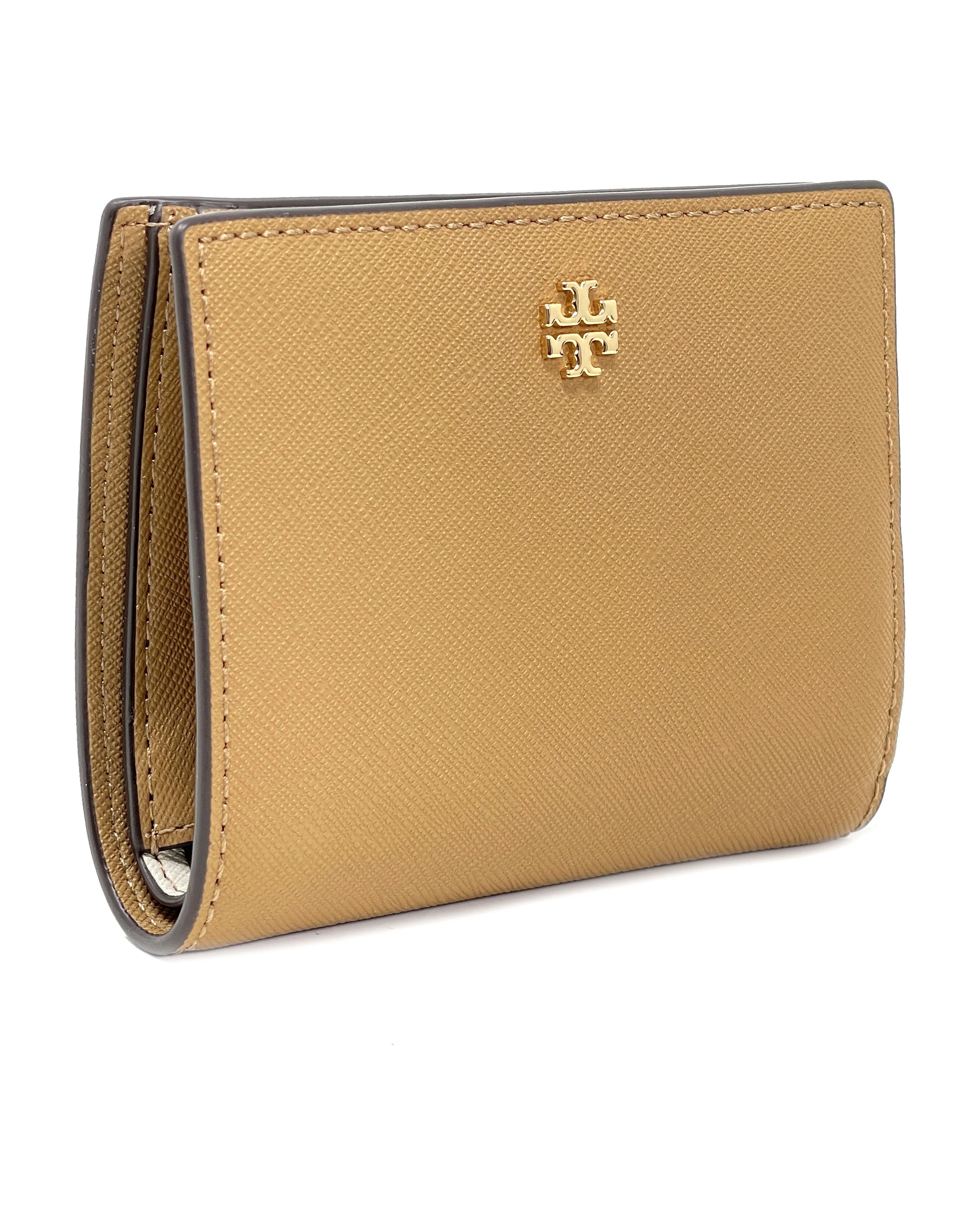 Tory Burch Emerson Colorblock Saffiano Leather Mini Wallet (Tiramisu / New Ivory)
