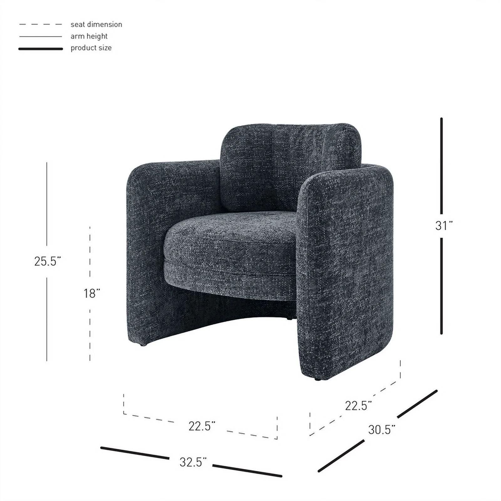 New Pacific Direct Deryll Fabric Accent Arm Chair in Grenada Charcoal