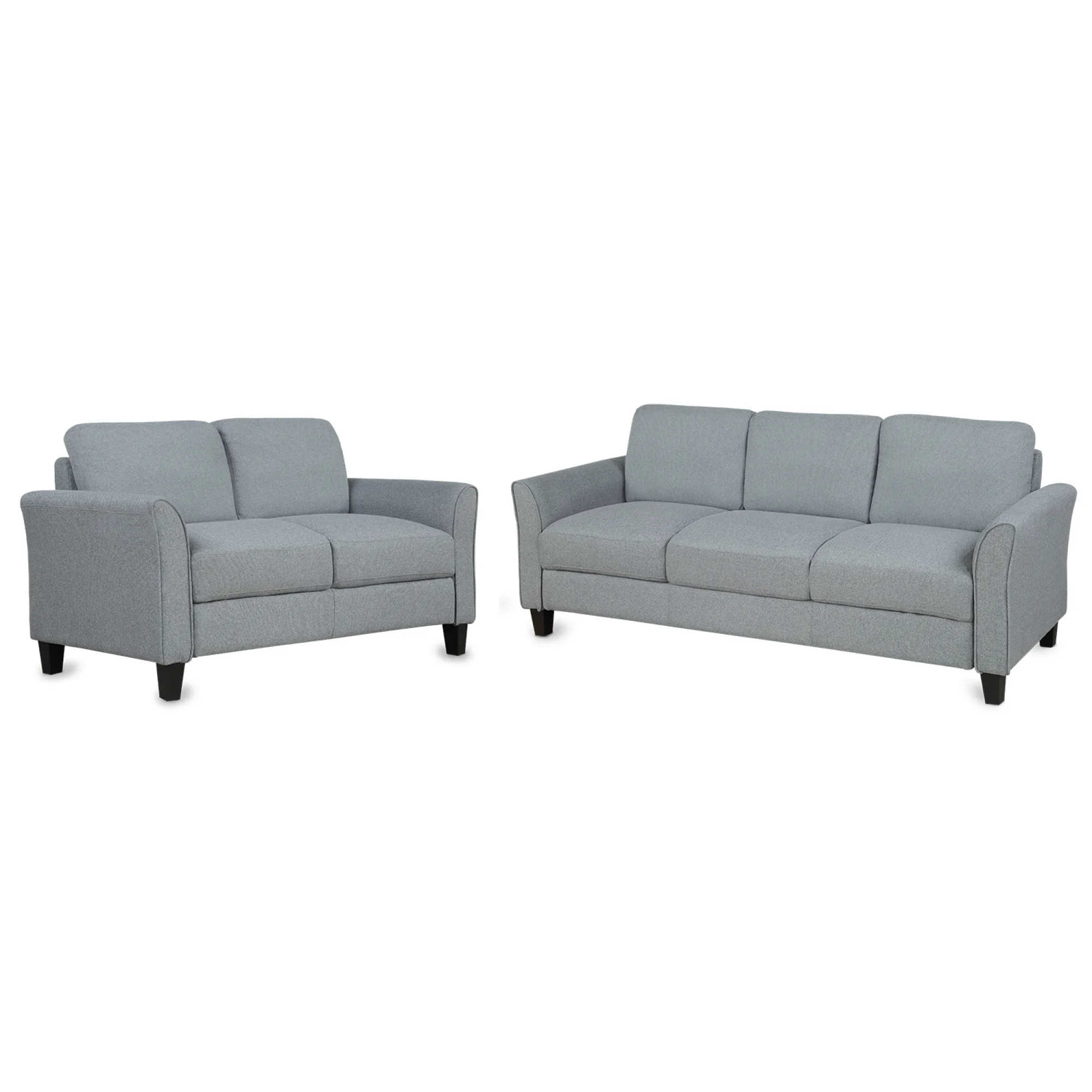 Dawn Whisper Living Room Furniture Loveseat Sofa and 3-seat Sofa, Gray