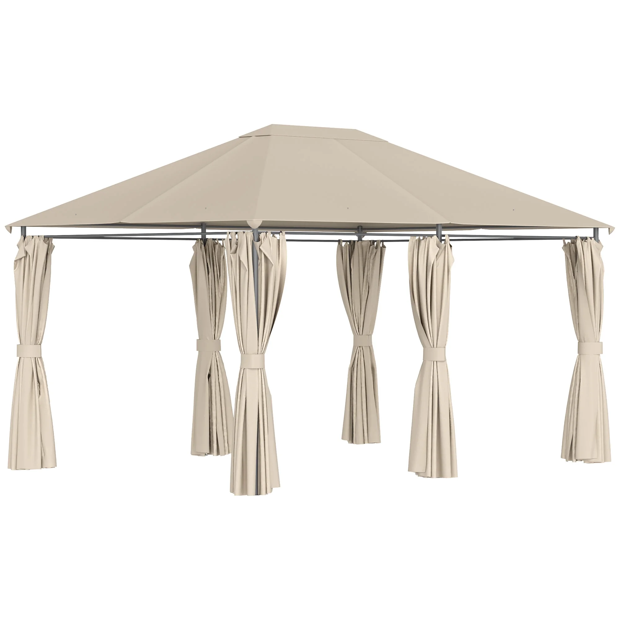 Homiyad 10' X 13' Outdoor Patio Gazebo Canopy Shelter with 6 Removable Sidewalls, & Steel Frame for Garden, Lawn, Backyard and Deck, Khaki