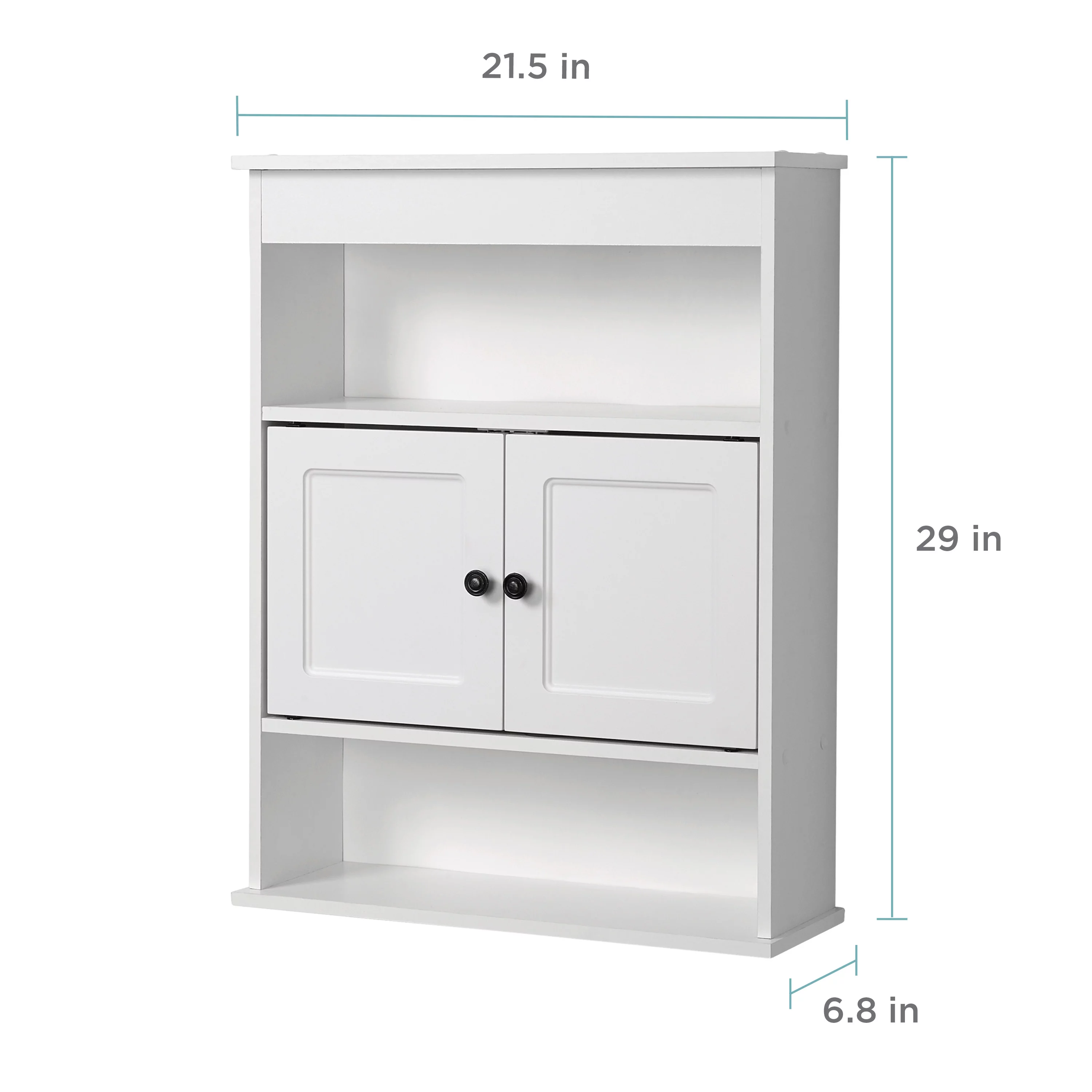 Zenna Home Engineered Wood Bathroom Wall Cabinet with 3 Shelves, White