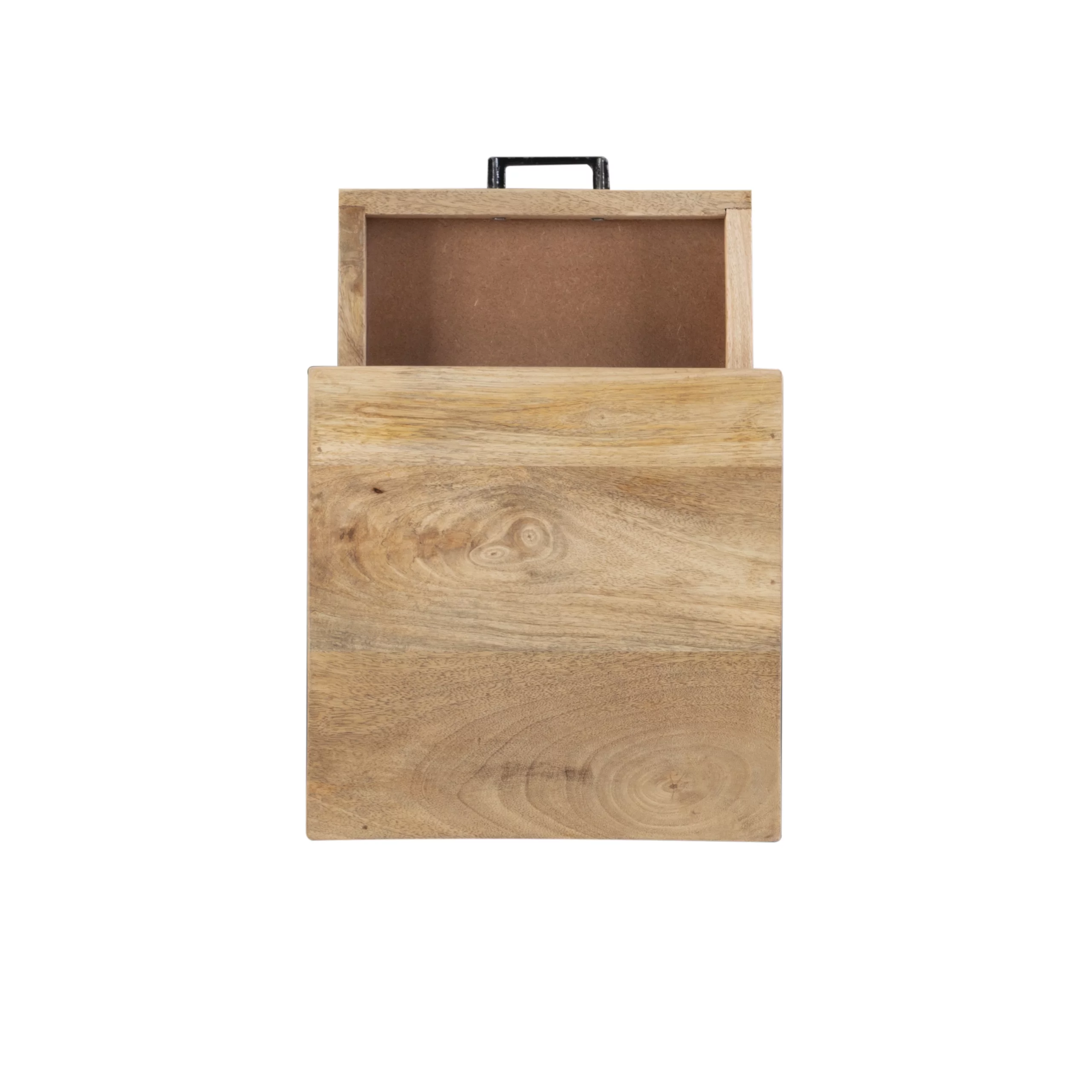 Chalgrove Mid-Century Metal Single Drawer C-Table, Black Base with Natural Wood Top