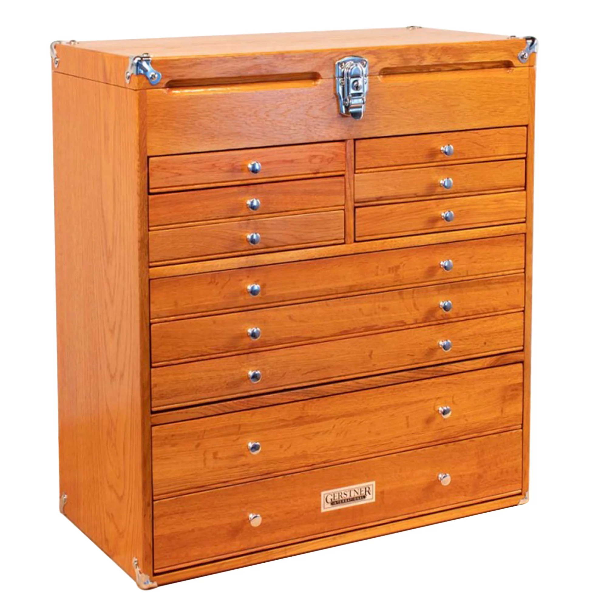 Gerstner International Hardwood 11 Drawer Top Chest w/ Locking Lid, Red Oak