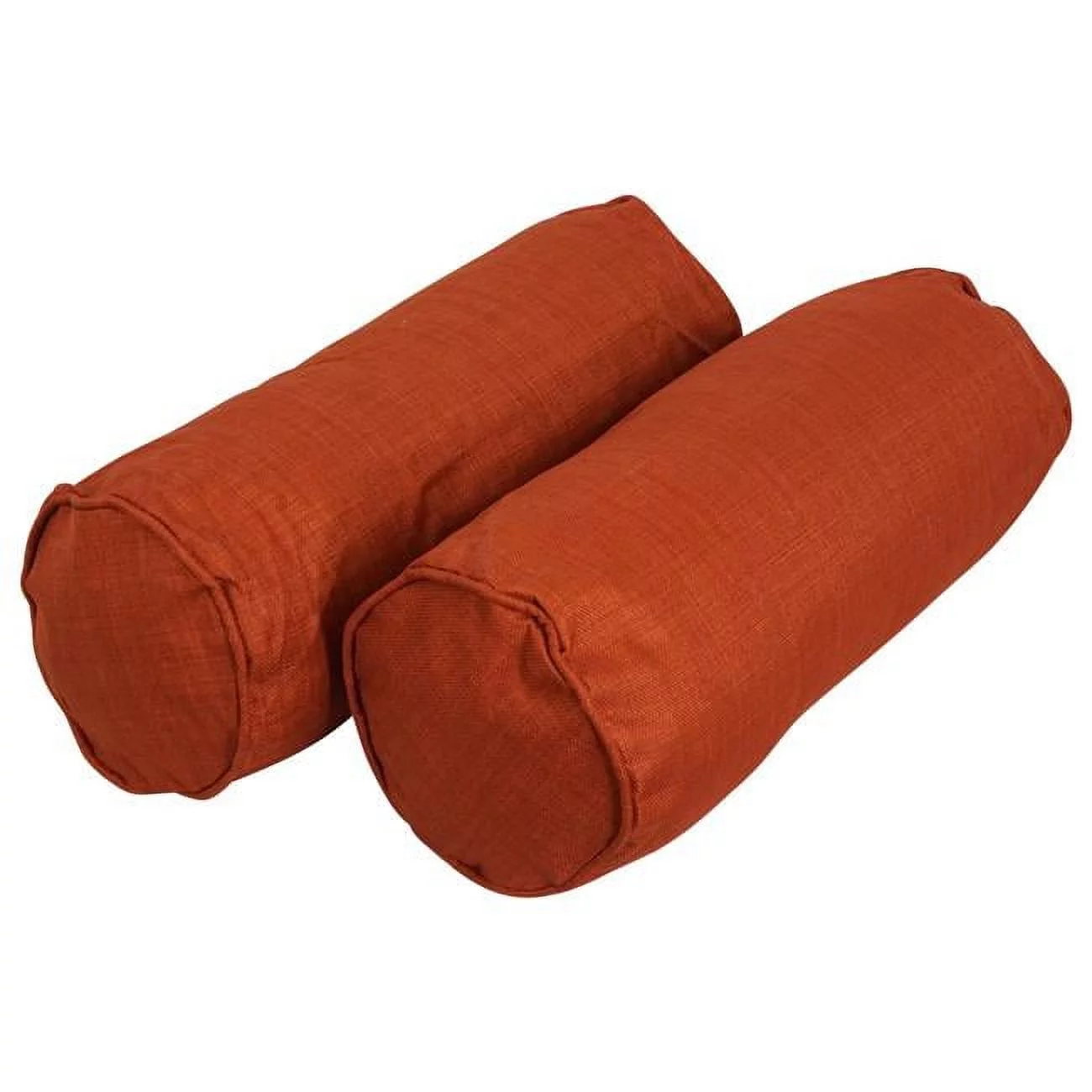 Blazing Needles  20 x 8 in. Double-Corded Spun Polyester Bolster Pillows with Inserts, Cinnamon - Set of 2