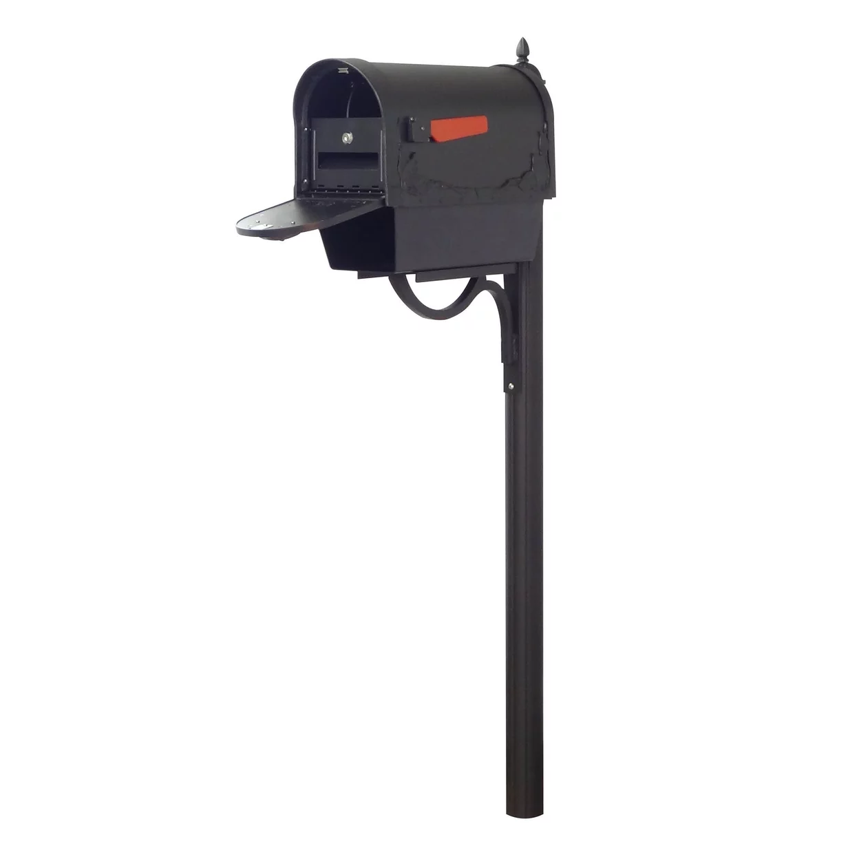 Floral Curbside Mailbox with Newspaper Tube, Locking Insert and Richland Mailbox Post