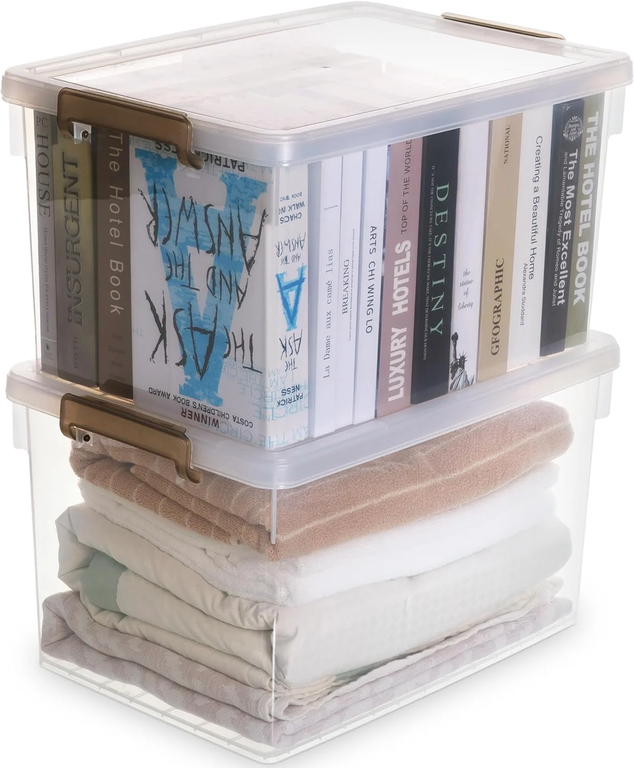 U-SHARE 48 qt Large Plastic Storage Containers with Lids and Gray Locking Handles for Office, School, and Home Garage Organization, 2-Pack