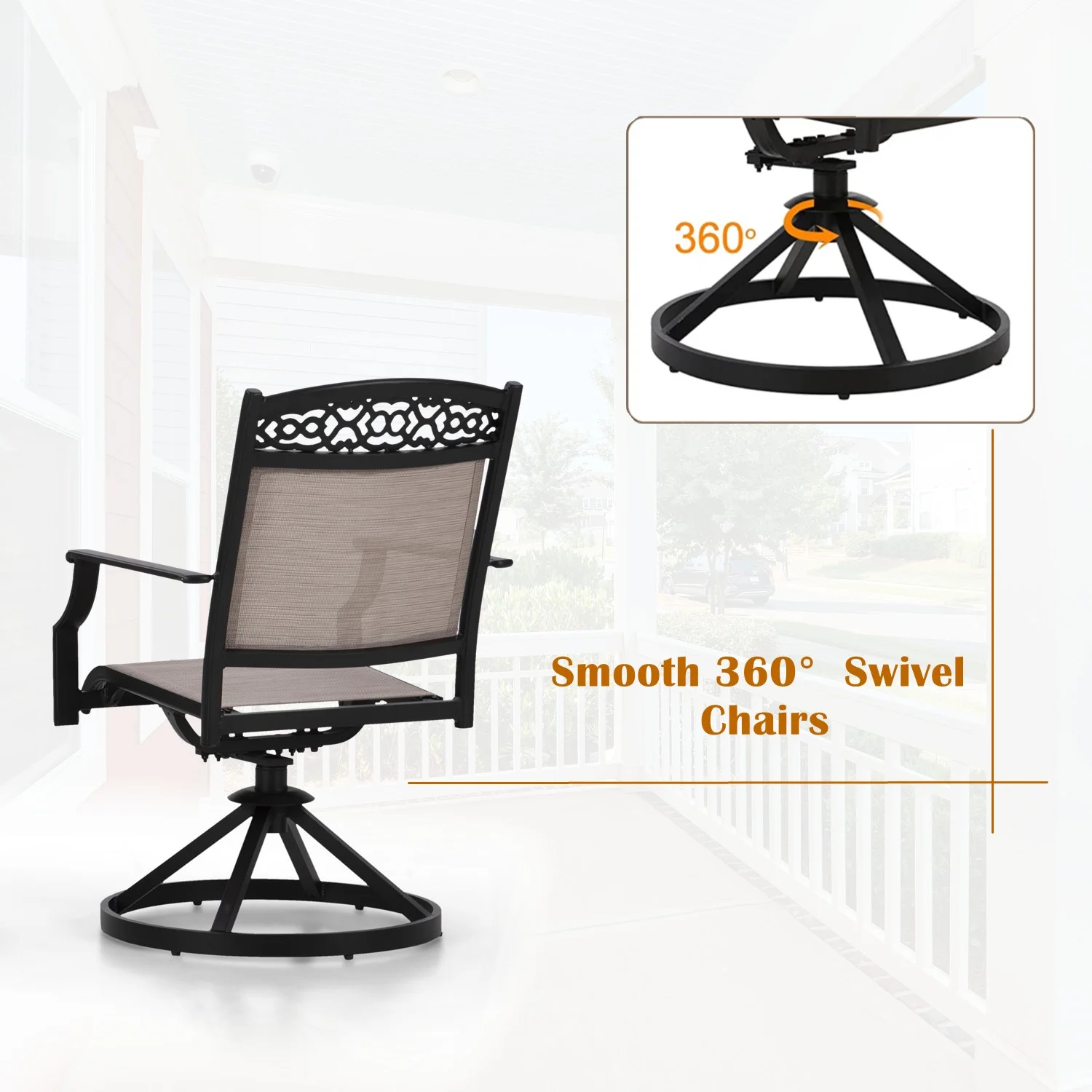 Sophia&William 7 Pieces Patio Dining Set Aluminum Chairs and Steel Table Set