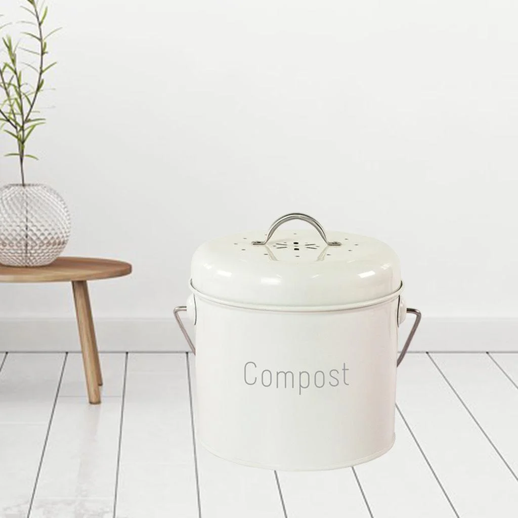 Kitchen Compost Bin Countertop Indoor Compost Bucket Compost Bin with Lid for Odor Filtration milky white