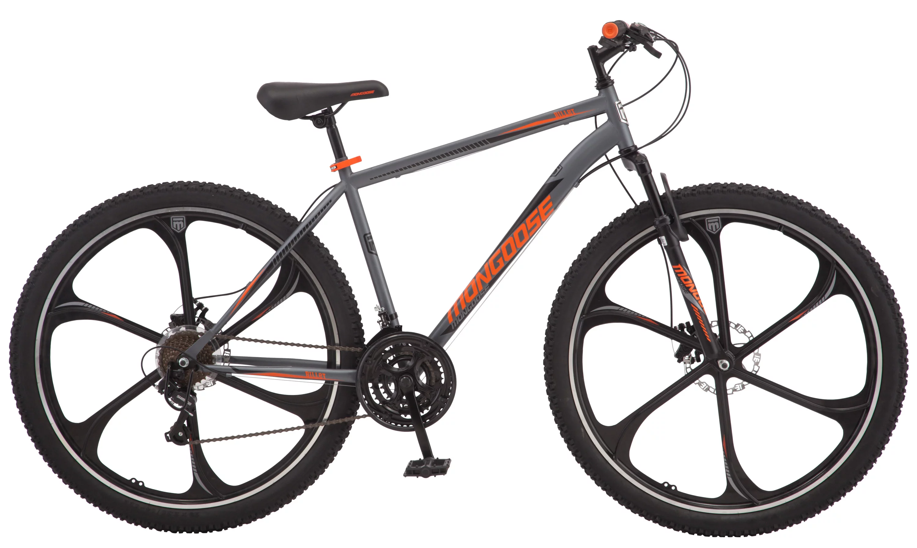 Mongoose Billet Mountain Bike, 21 speed, 29 inch Mag wheels, mens frame, grey