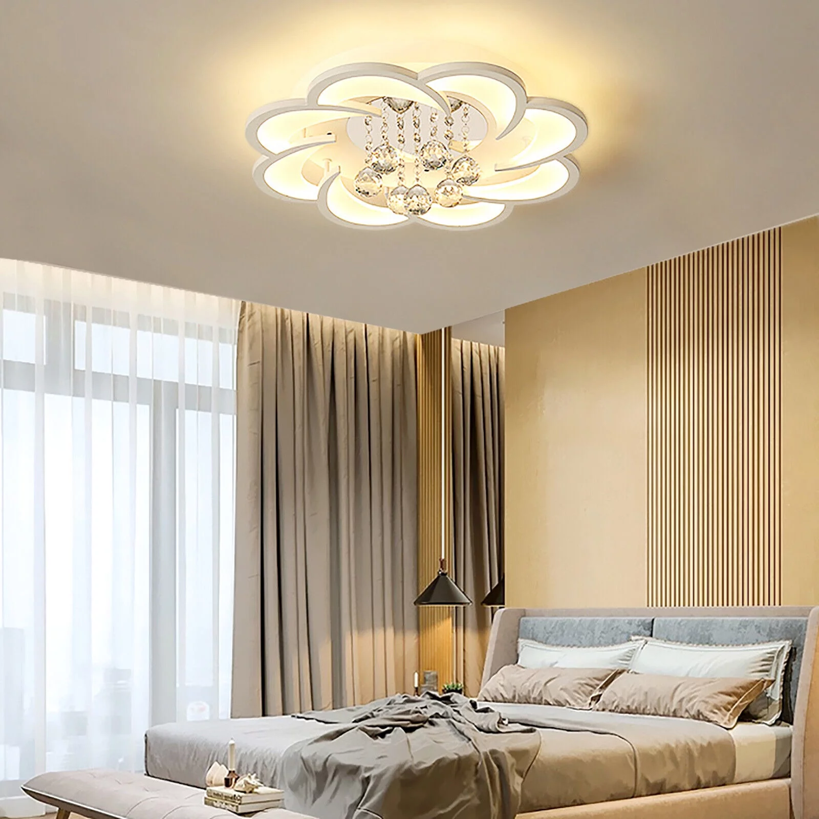 Modern Luxury K9 Crystal Chandelier LED Hanging Pendant Light Ceiling Fixture