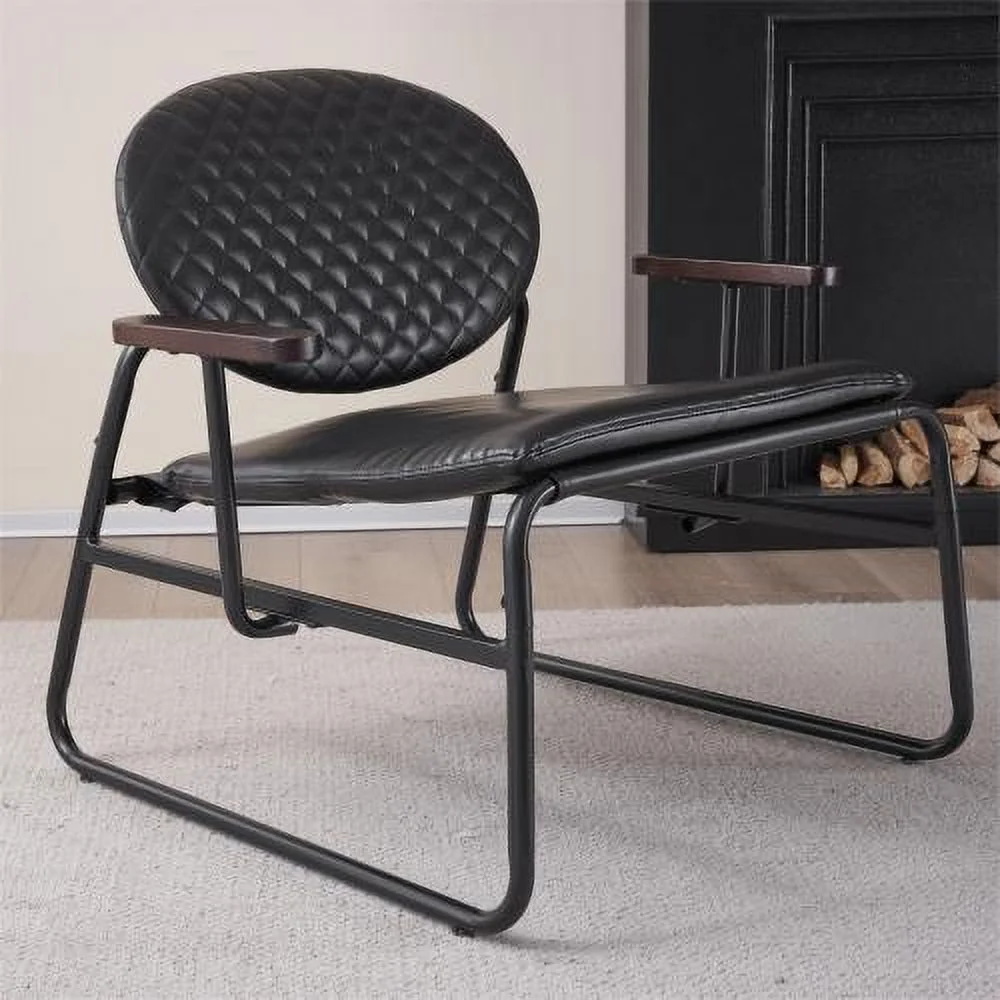 YLtoohoom Modern Oval Back Faux Leather Accent Chairs  Armchairs Living Room Chairs Leisure Chair Lounge Chair with Metal Frame  Black