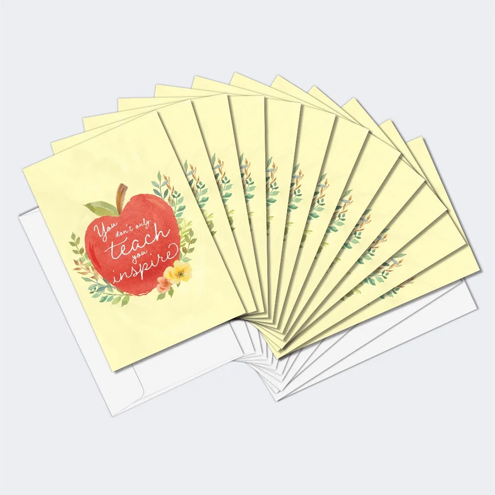 Tree-Free Greetings Teacher Appreciation Greeting Card 12 Pack, 100% Recycled Paper, 4x6, You Inspire (FS64681)