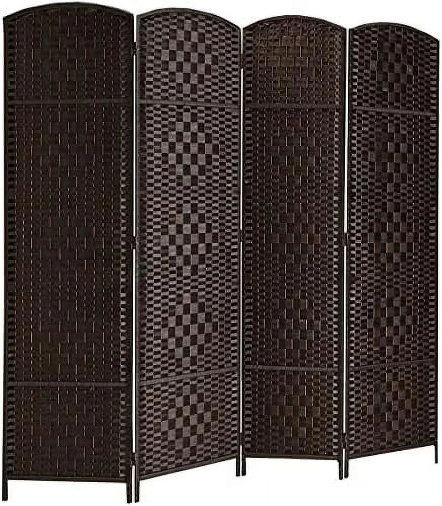JDZHAPPYLIFE RHF 6 ft. Tall 16" Wide- Weave Fiber Room Divider Double Hinged 6 Panel Room Divider/Screen  Room Dividers and Folding Privacy Screens 6 Panel  Freestanding Room Dividers