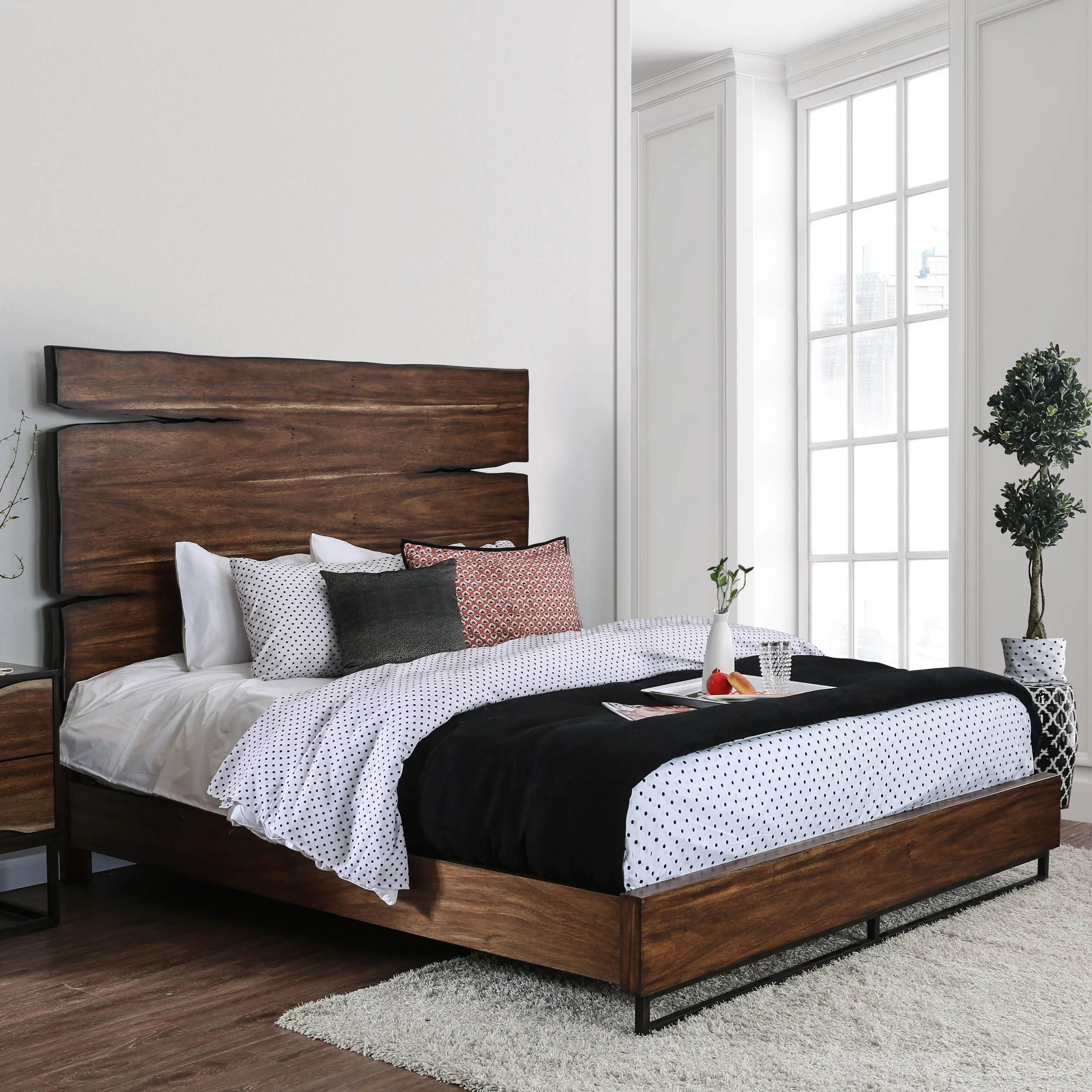 Furniture of America Trippen Panel Bed, Queen, Dark Oak and Dark Walnut