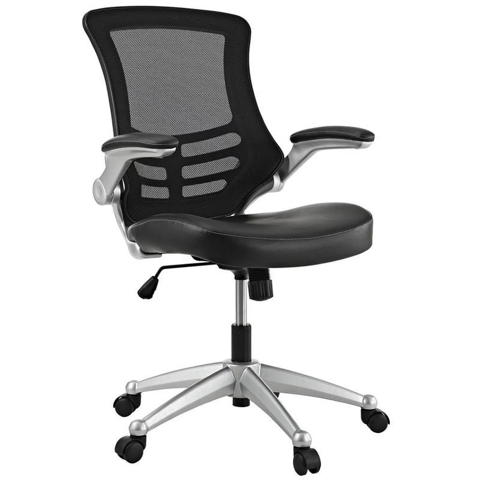 Scranton & Co Modern Faux Leather Mesh Office Chair in Black
